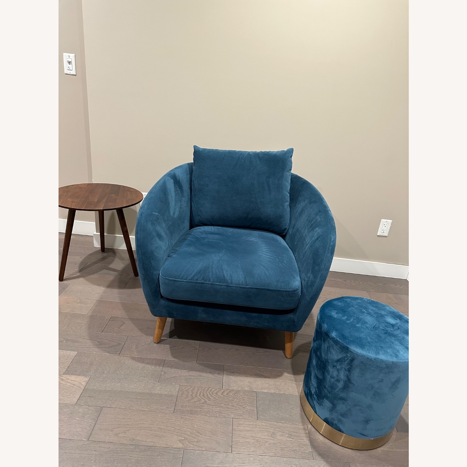 Modern Velvet Accent Chair + Ottoman - image-2