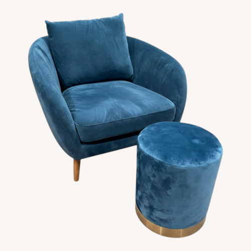 Used Modern Velvet Accent Chair + Ottoman for sale on AptDeco