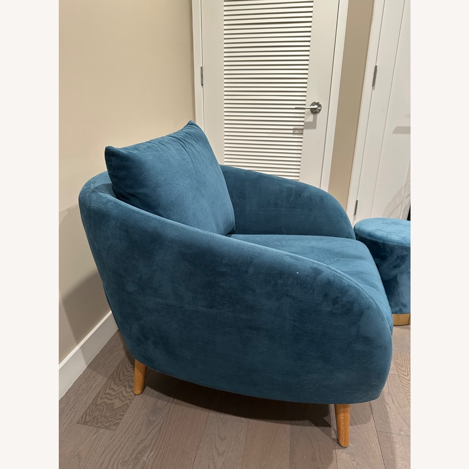 Modern Velvet Accent Chair + Ottoman - image-3