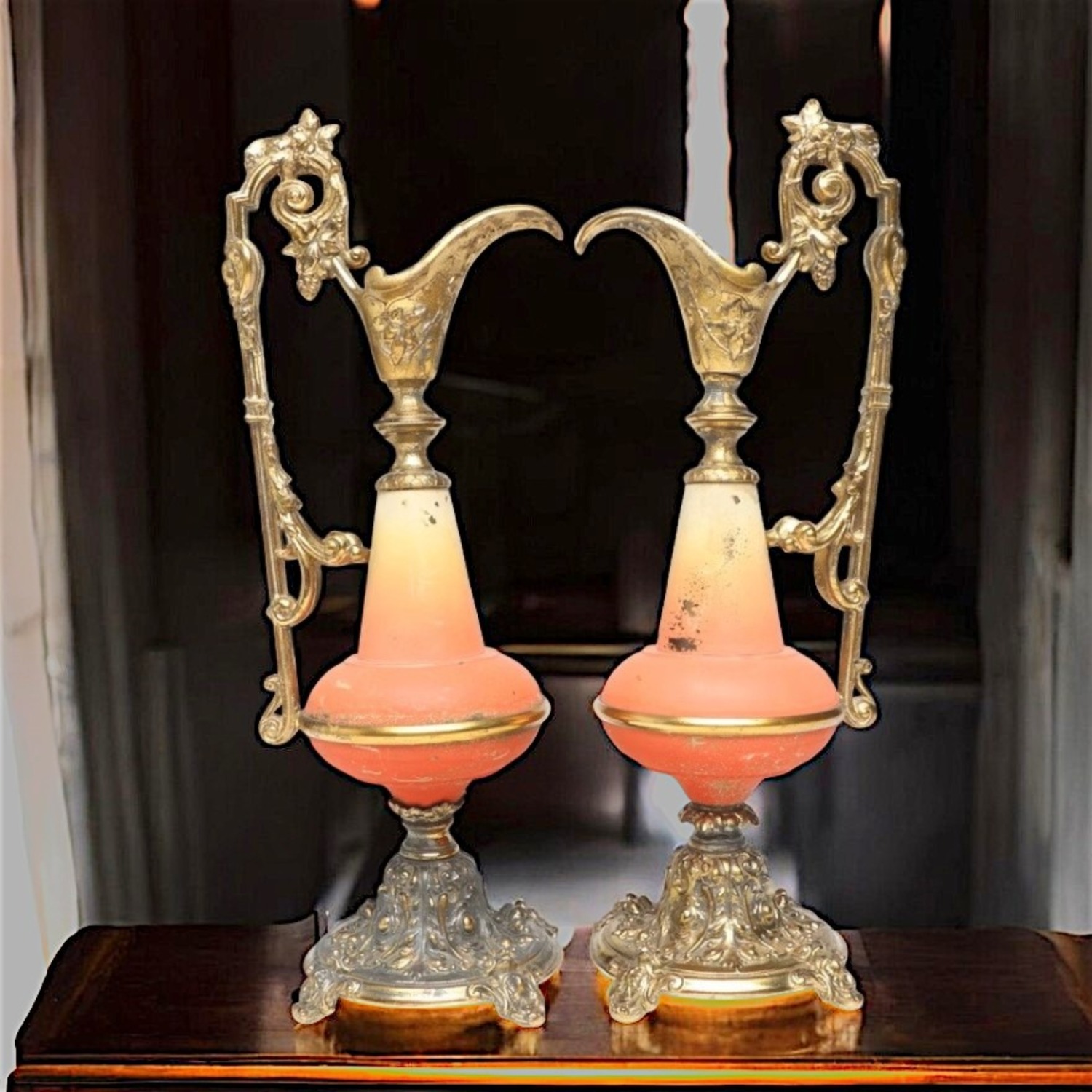 Pair Antique Gilt Candle Sticks - image-1