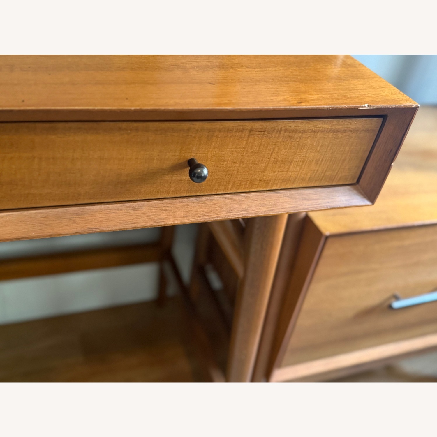 West Elm Dark Brown Wood Desk - image-5