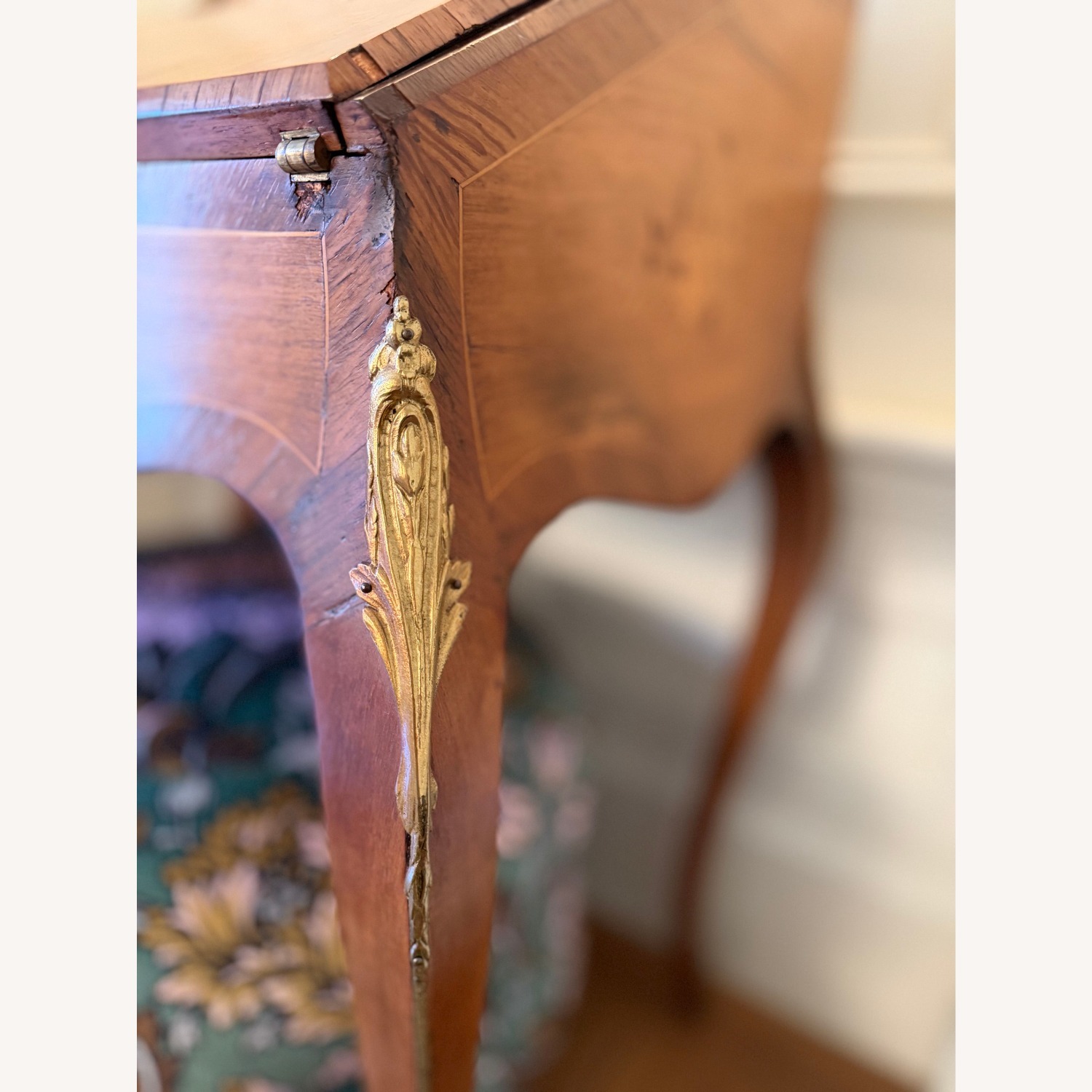 Antique Light Brown Wood Desk - image-4