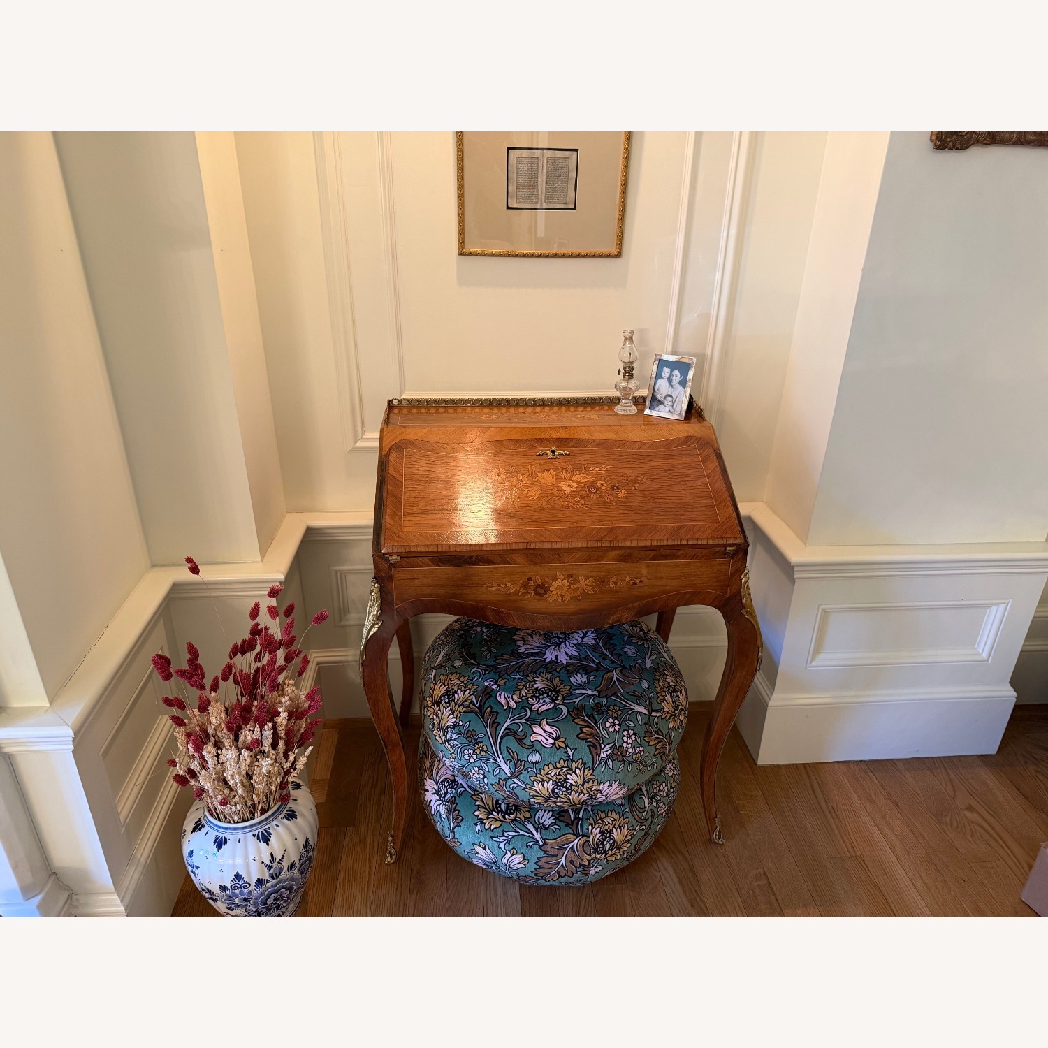 Antique Light Brown Wood Desk - image-1