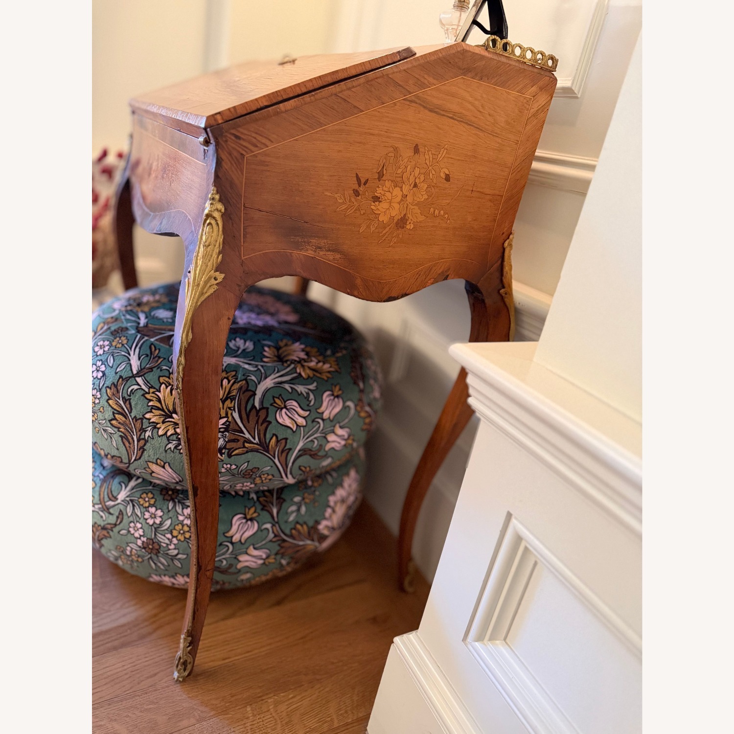 Antique Light Brown Wood Desk - image-13