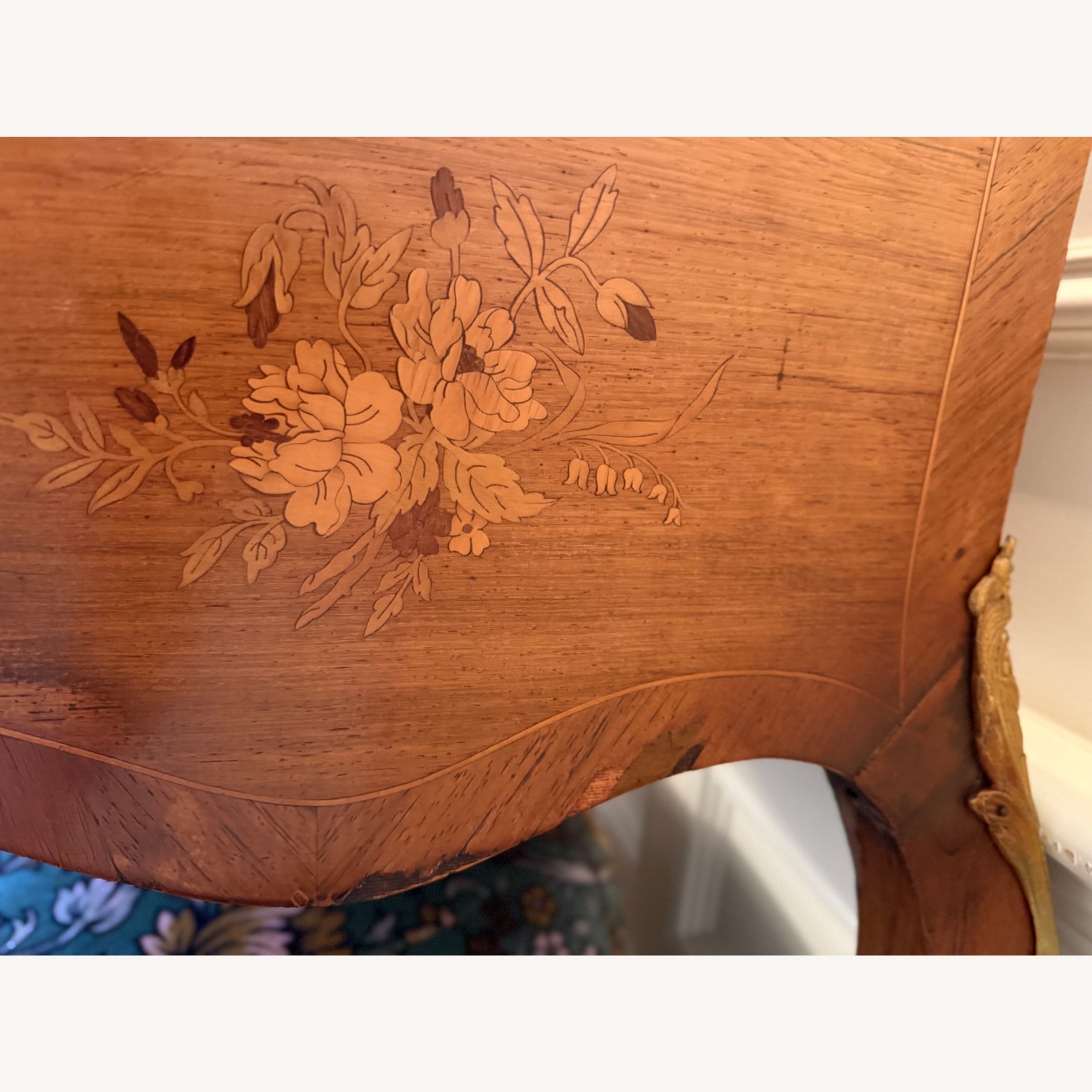 Antique Light Brown Wood Desk - image-7