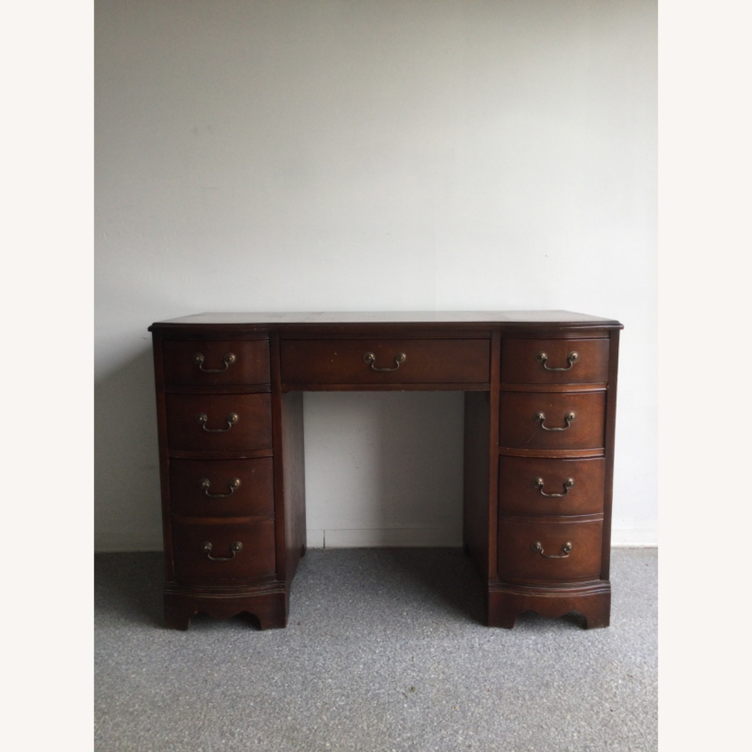 Mid Century Federal Style Writing Desk W 7 Drawers - image-1