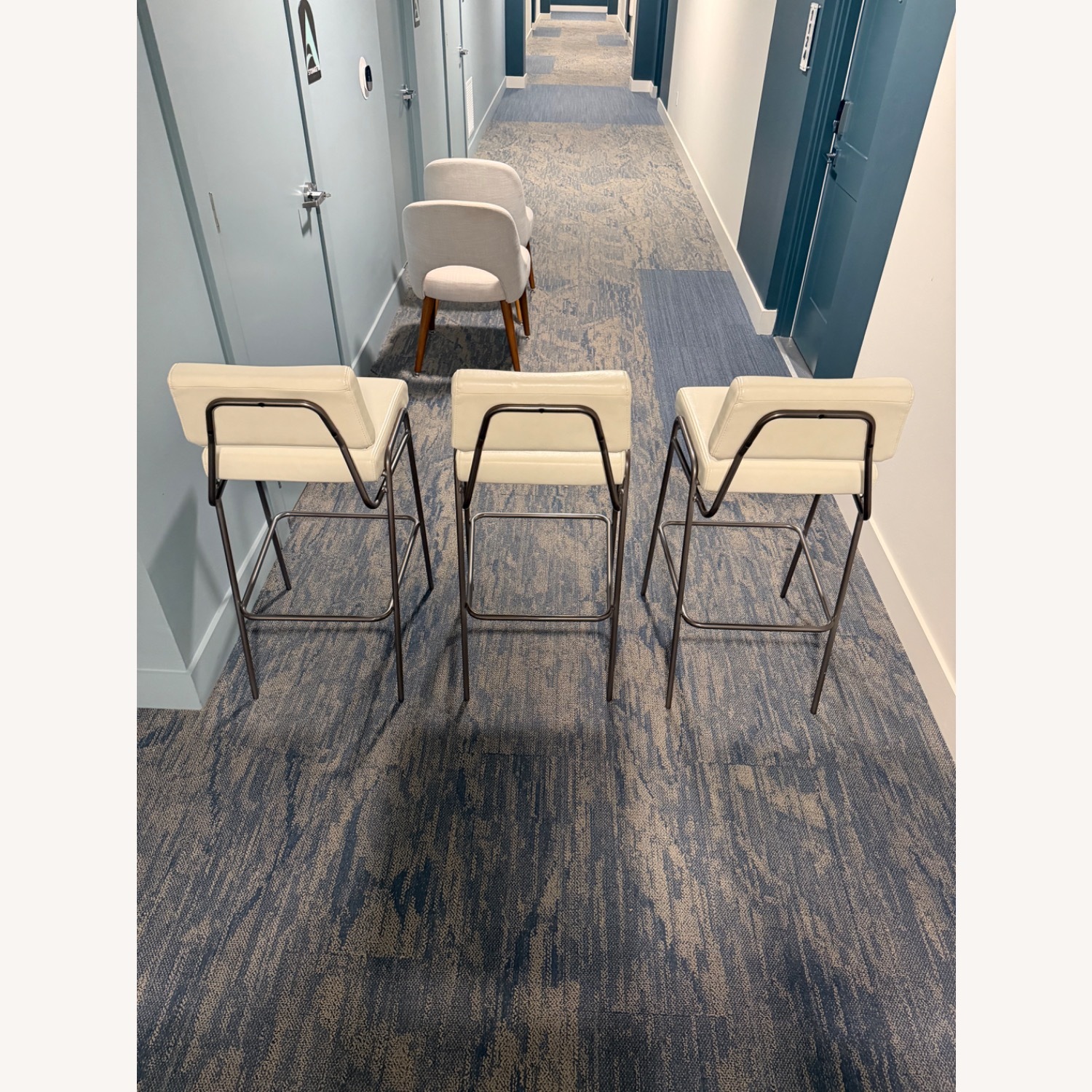 West Elm Wire Frame White Metal Stools - image-2