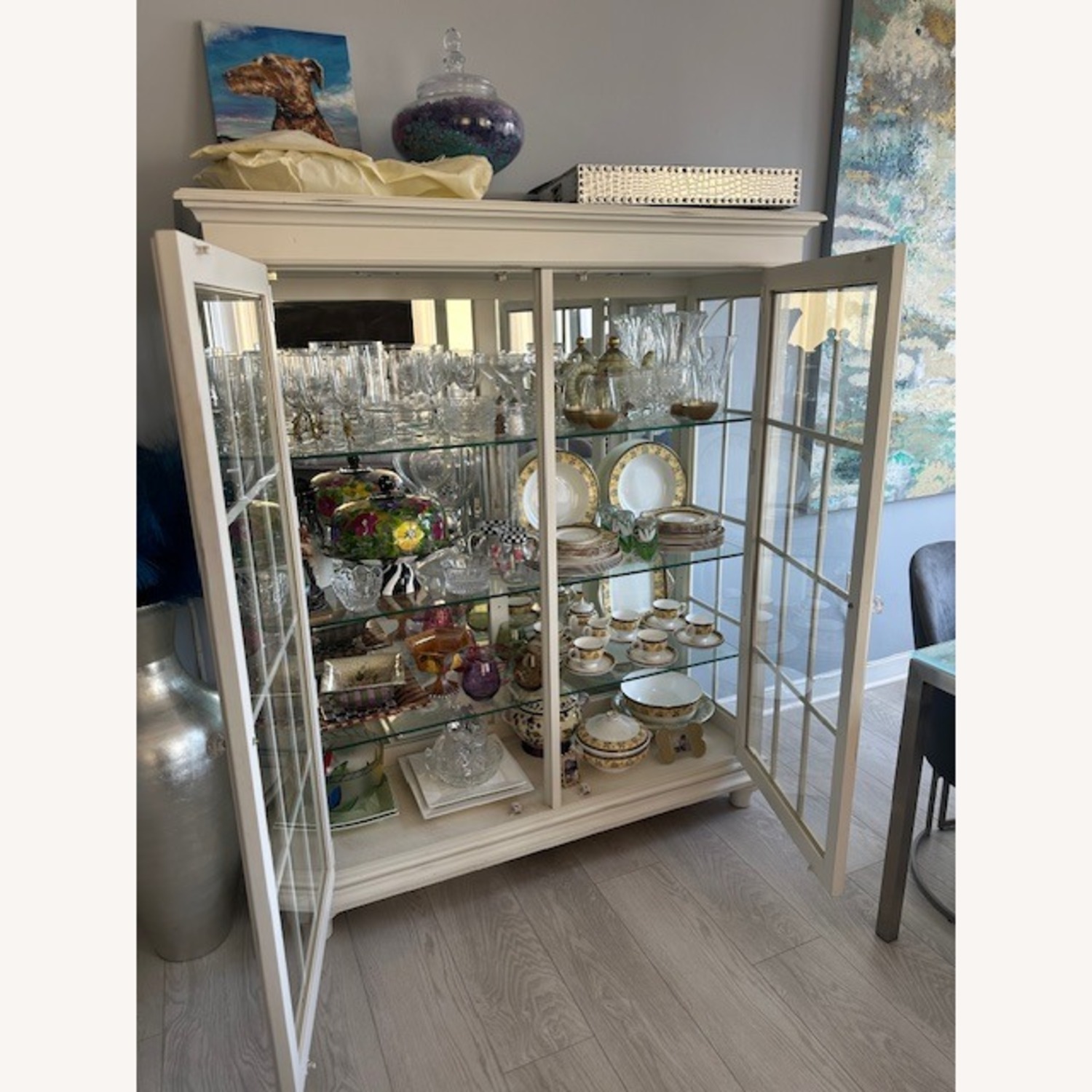 Neiman Marcus White Wood Sideboard China Cabinet - image-3