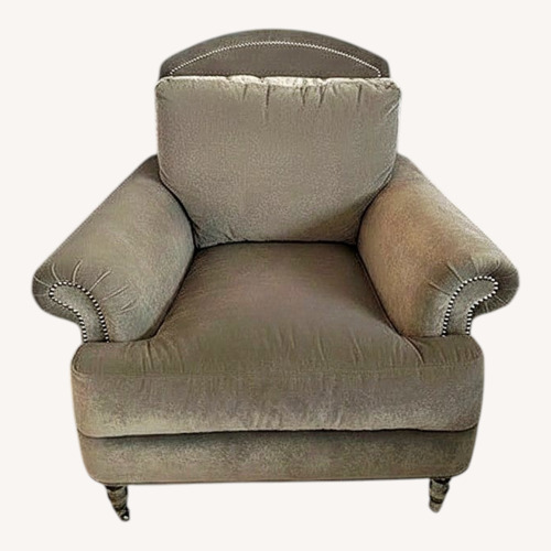Used Ethan Allen Light Gray Velvet Armchair for sale on AptDeco