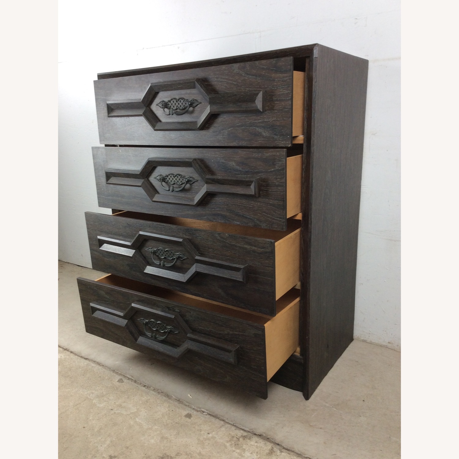 Mid Century Four Drawer Highboy Dresser in Black - image-20