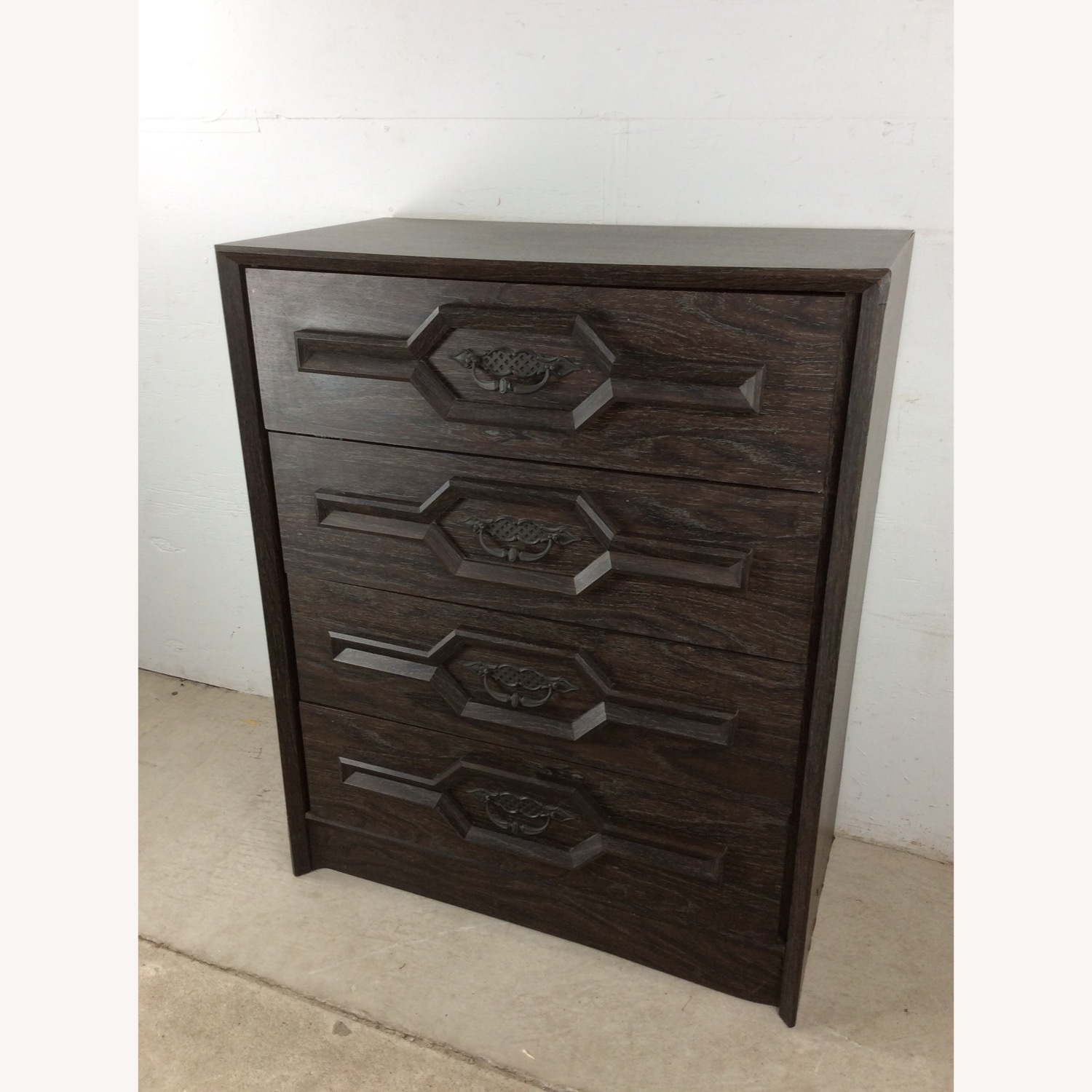 Mid Century Four Drawer Highboy Dresser in Black - image-6