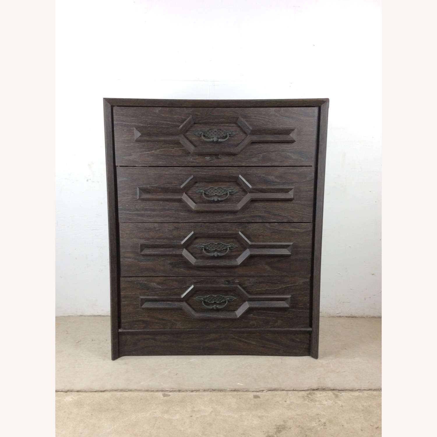 Mid Century Four Drawer Highboy Dresser in Black - image-1