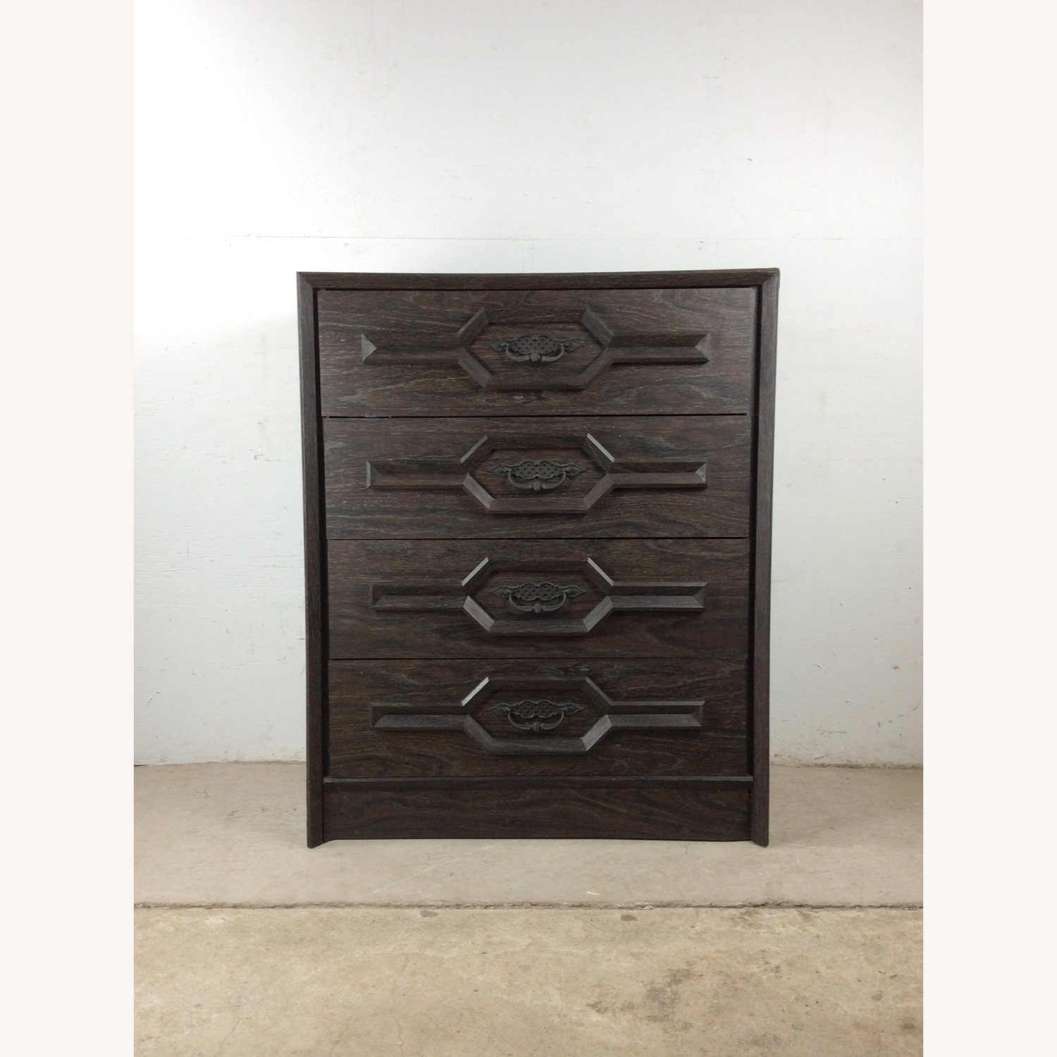 Mid Century Four Drawer Highboy Dresser in Black - image-3