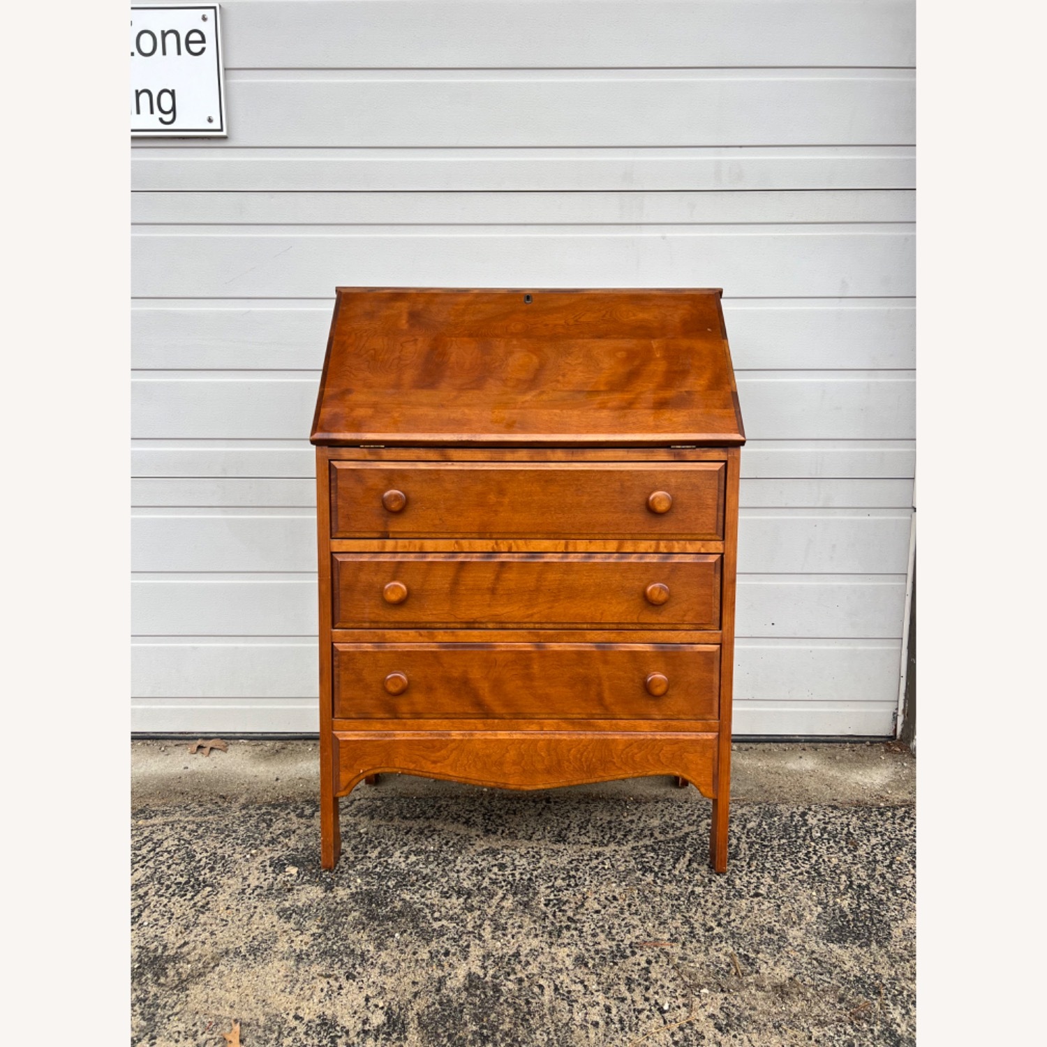 Vintage Drop Front Secretary Desk with 3 Drawers - image-1