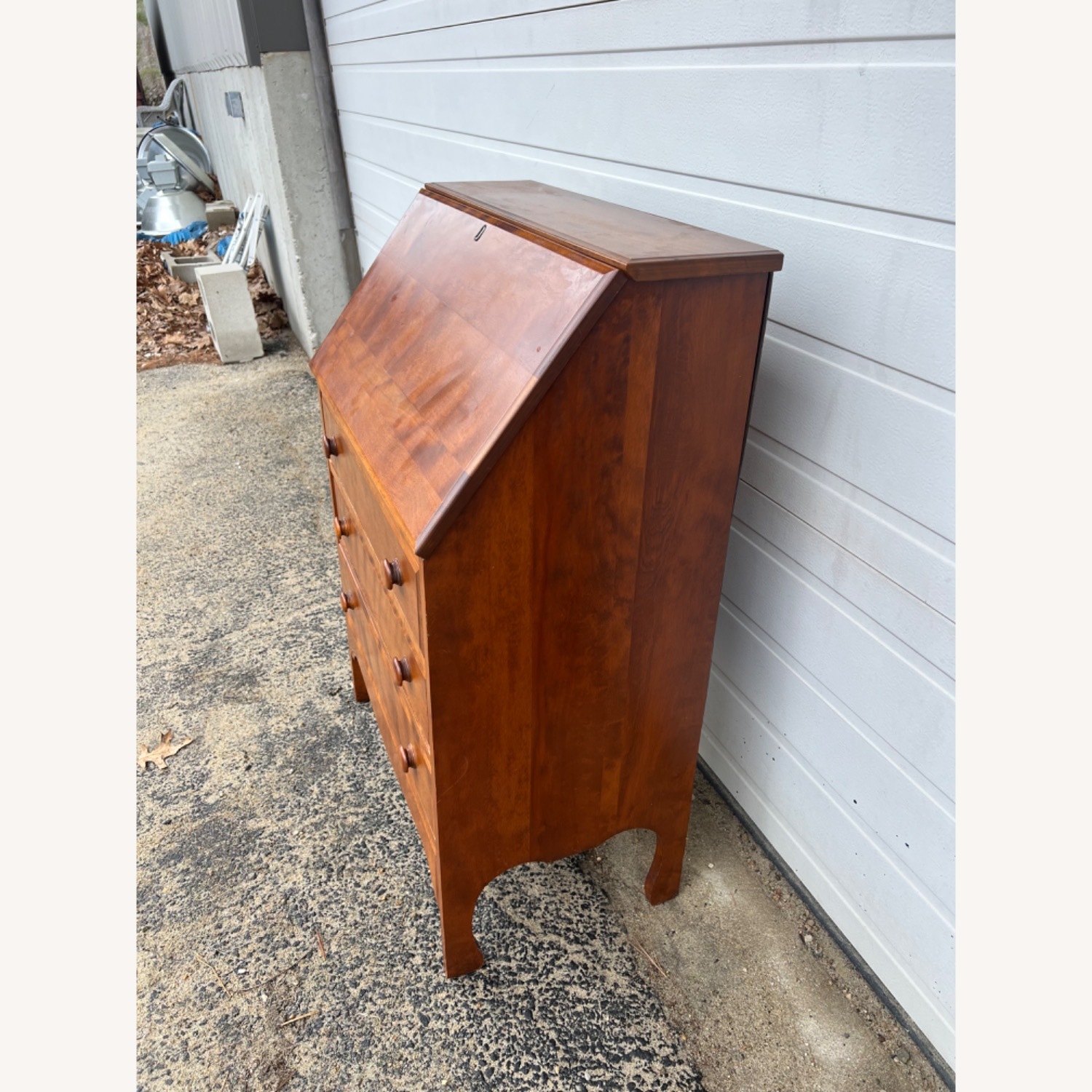 Vintage Drop Front Secretary Desk with 3 Drawers - image-3