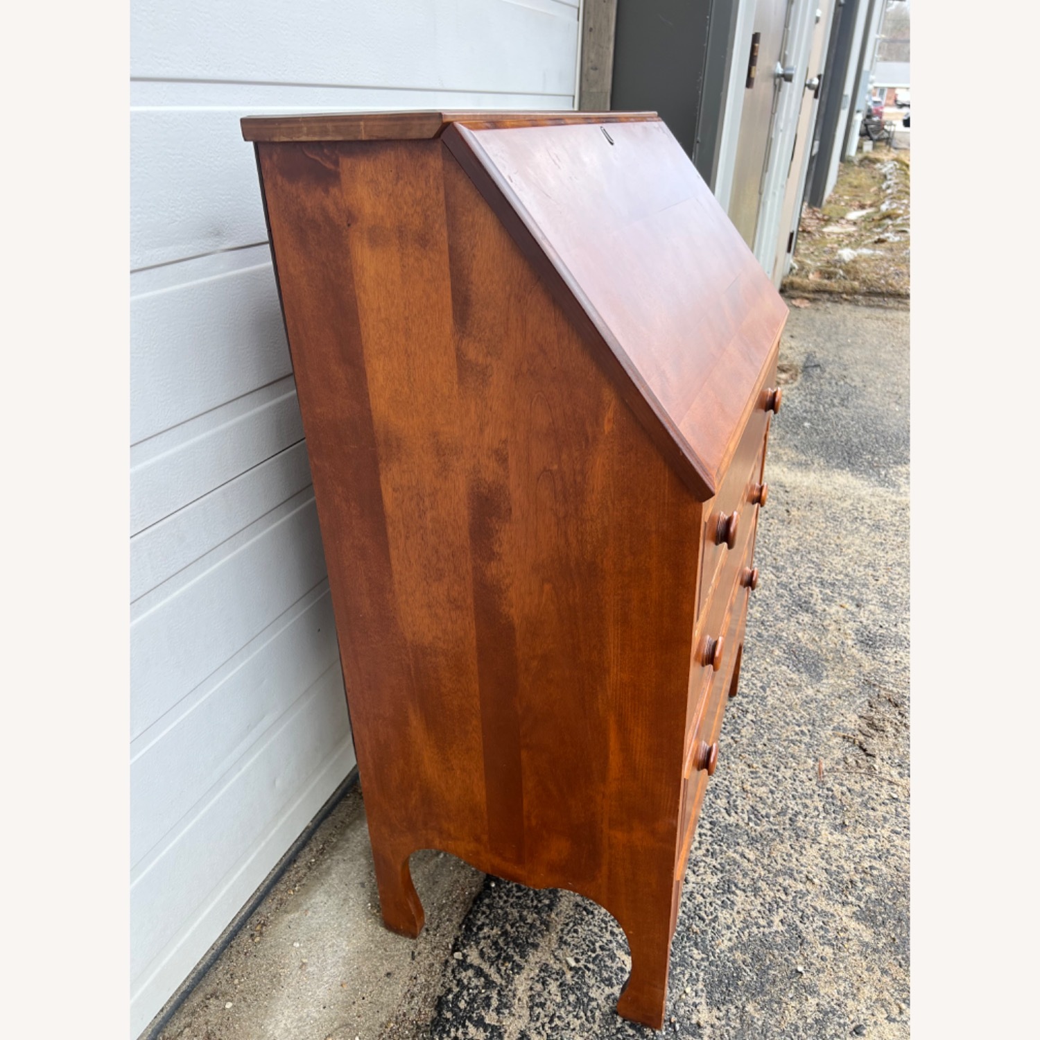 Vintage Drop Front Secretary Desk with 3 Drawers - image-4