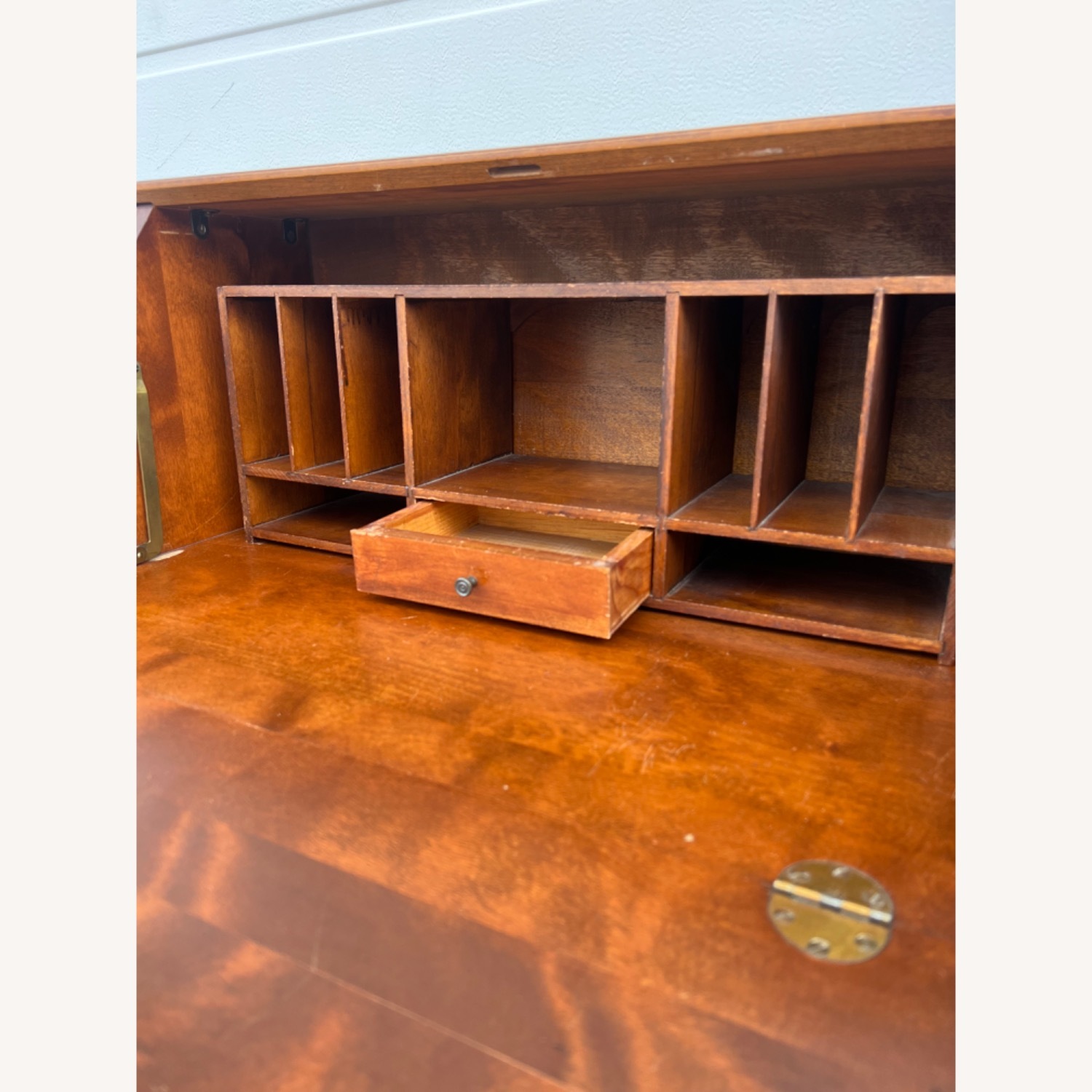 Vintage Drop Front Secretary Desk with 3 Drawers - image-11