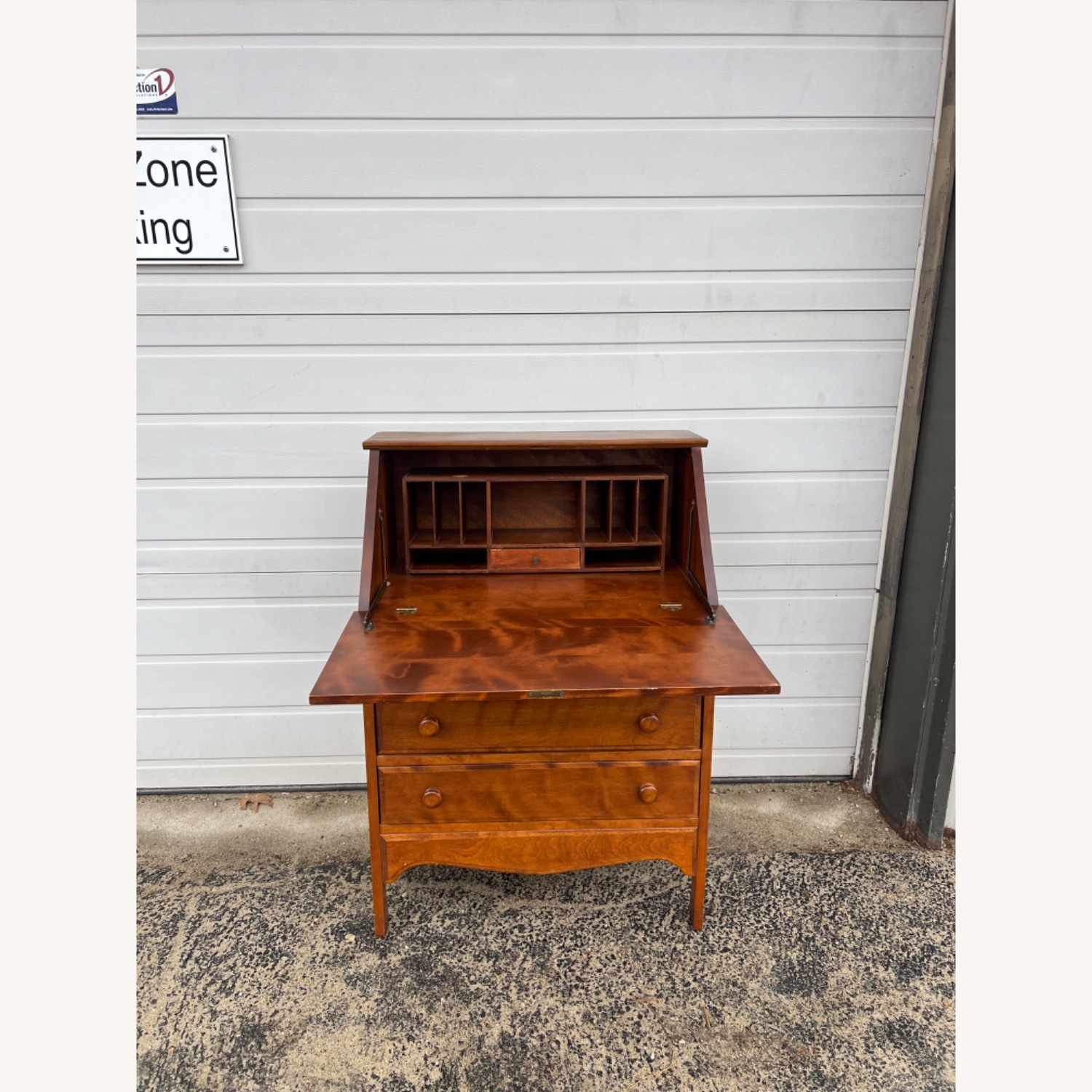 Vintage Drop Front Secretary Desk with 3 Drawers - image-7