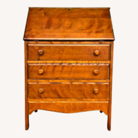 Vintage Drop Front Secretary Desk with 3 Drawers