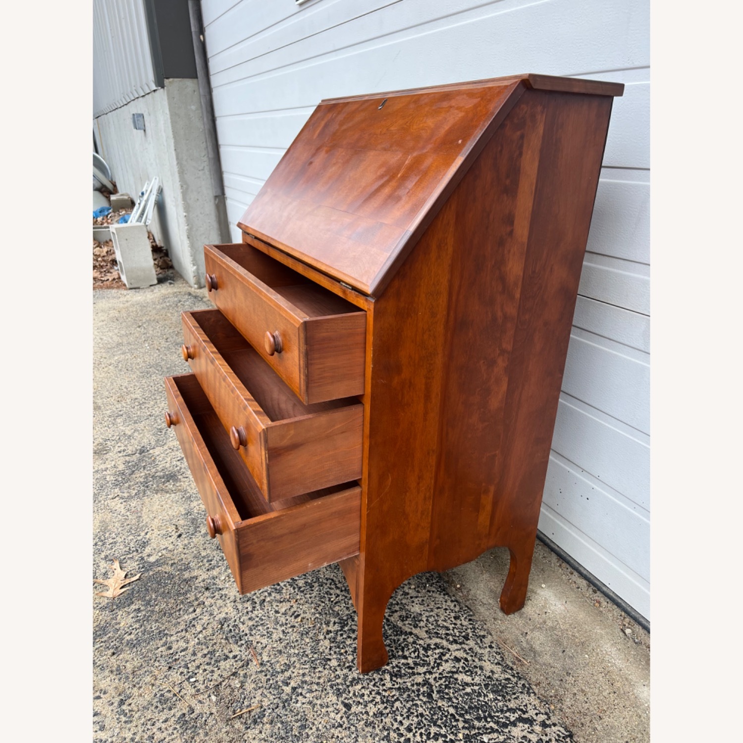 Vintage Drop Front Secretary Desk with 3 Drawers - image-20