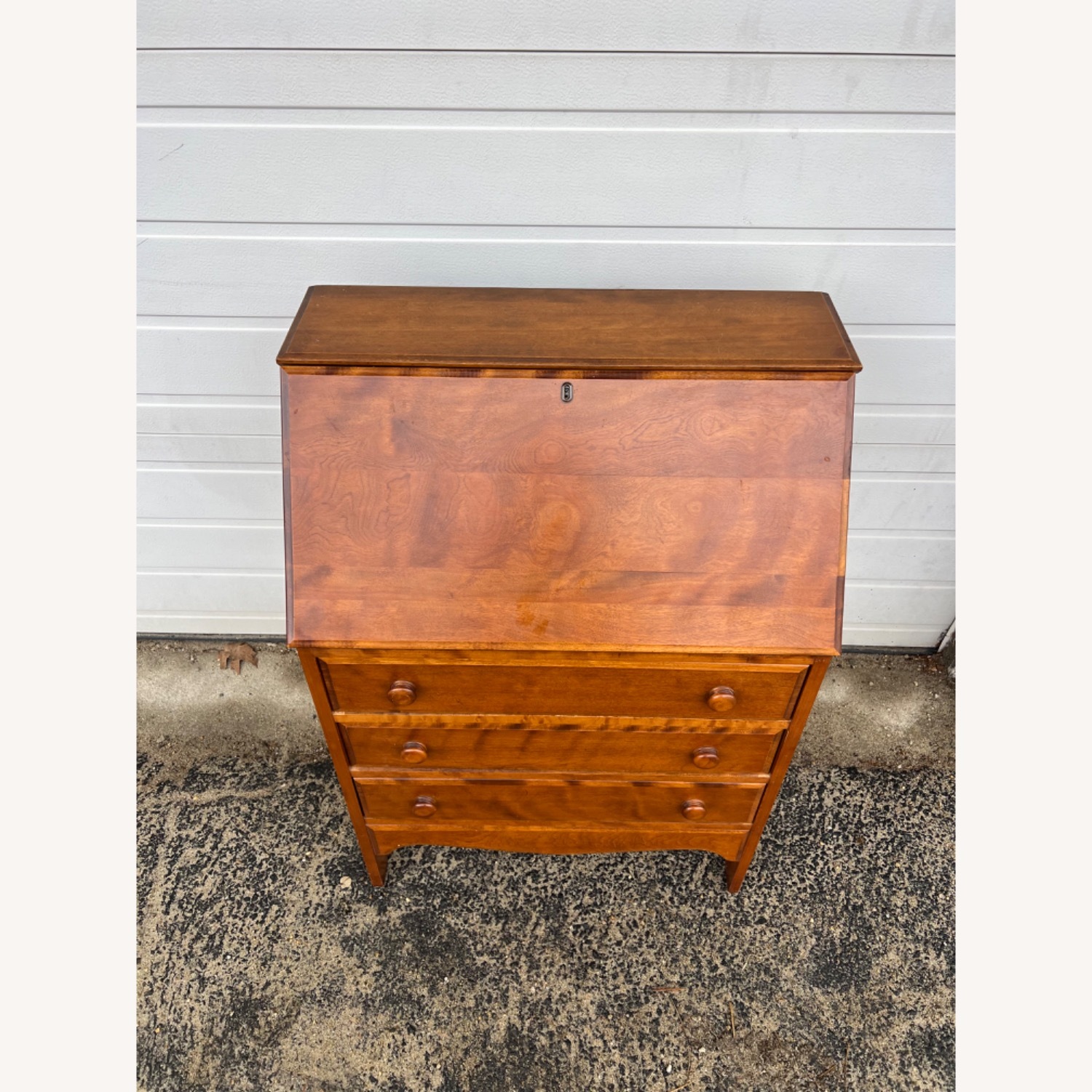 Vintage Drop Front Secretary Desk with 3 Drawers - image-2
