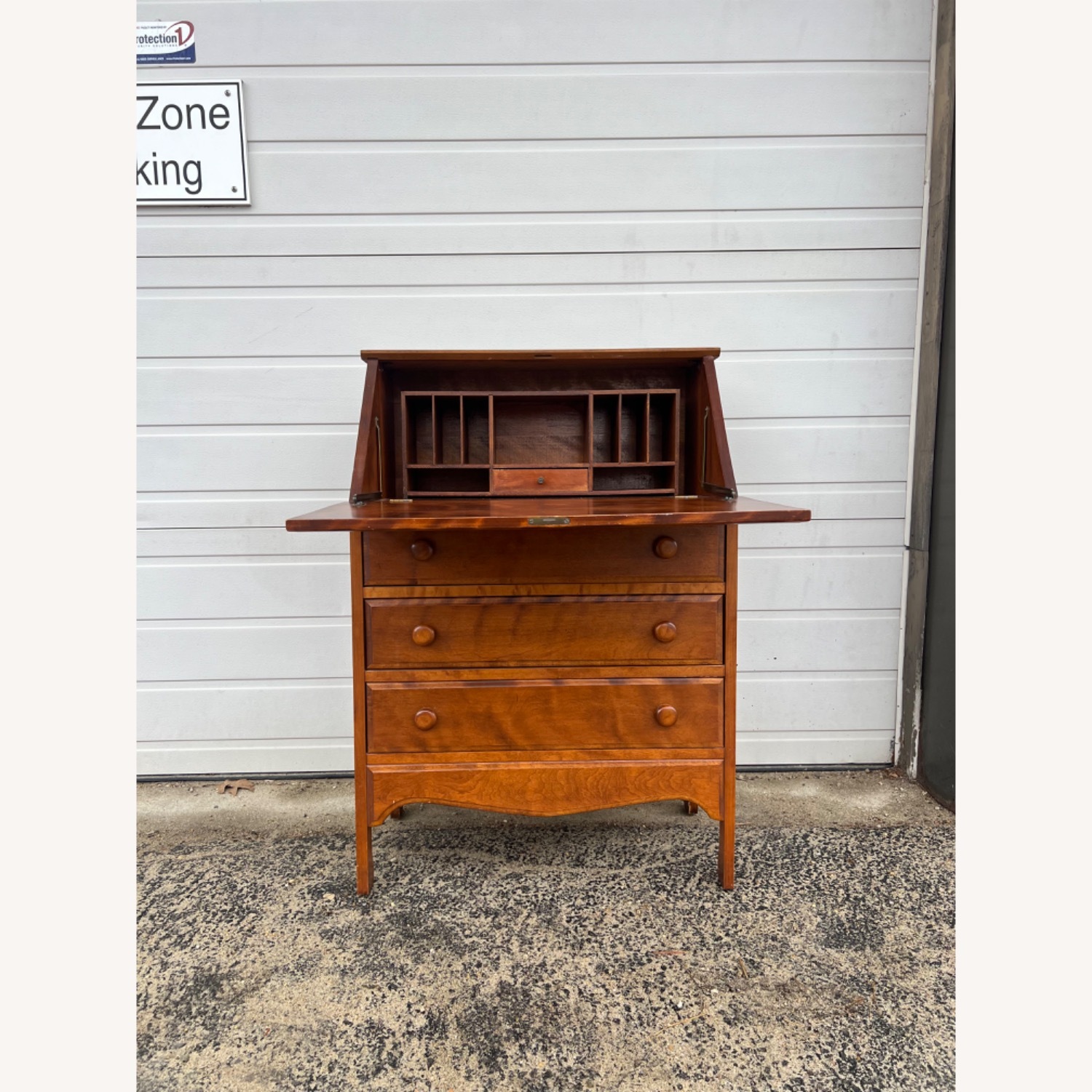 Vintage Drop Front Secretary Desk with 3 Drawers - image-6