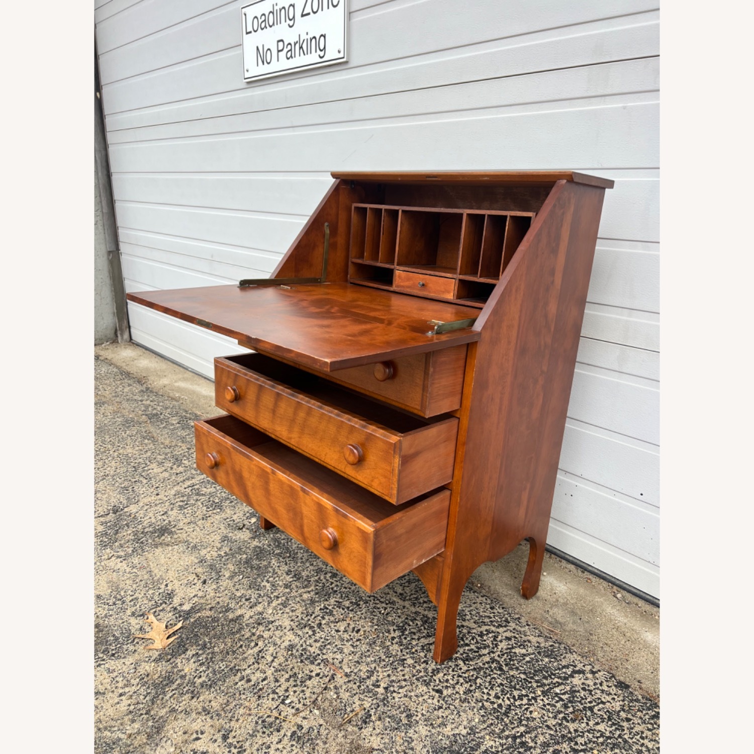 Vintage Drop Front Secretary Desk with 3 Drawers - image-26