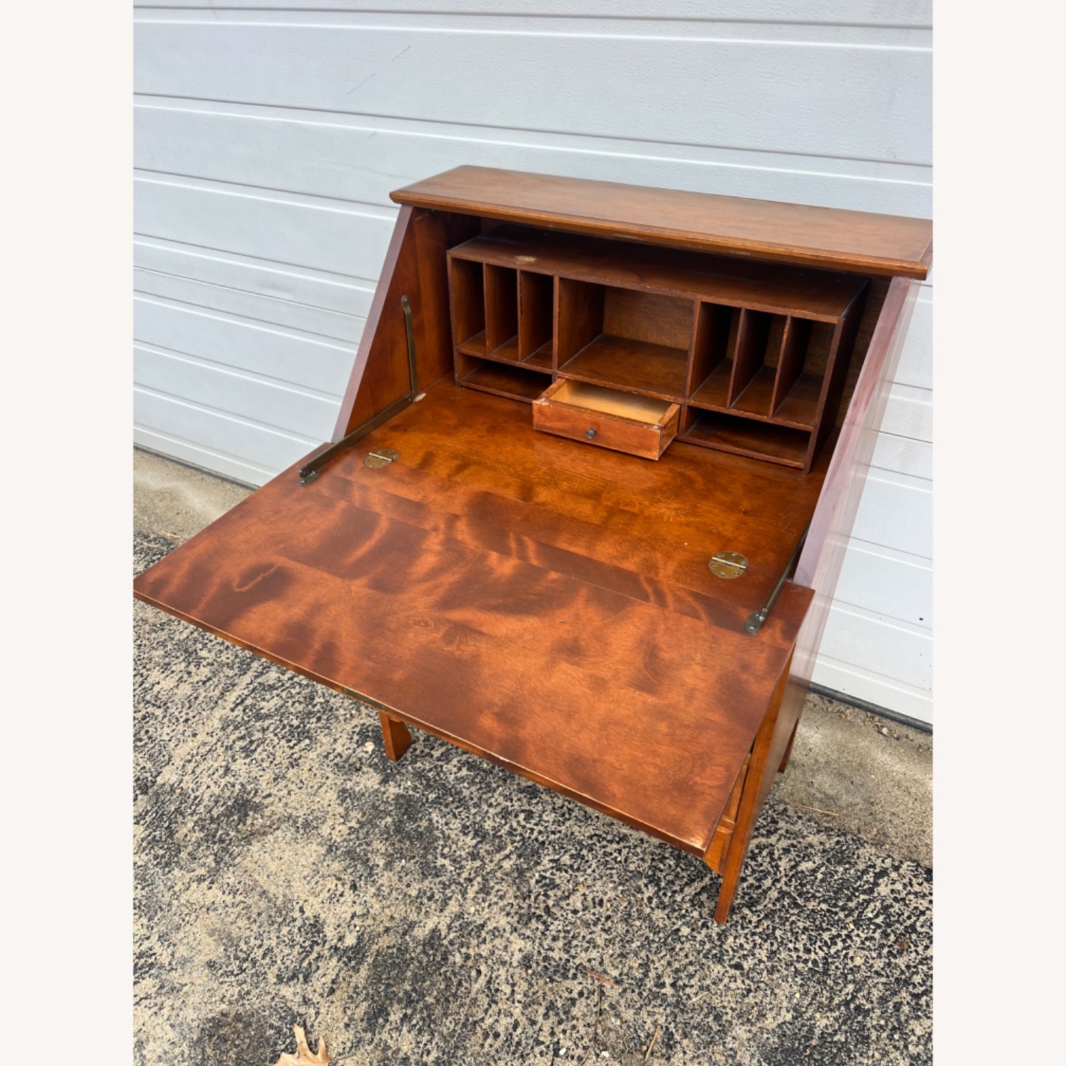 Vintage Drop Front Secretary Desk with 3 Drawers - image-10