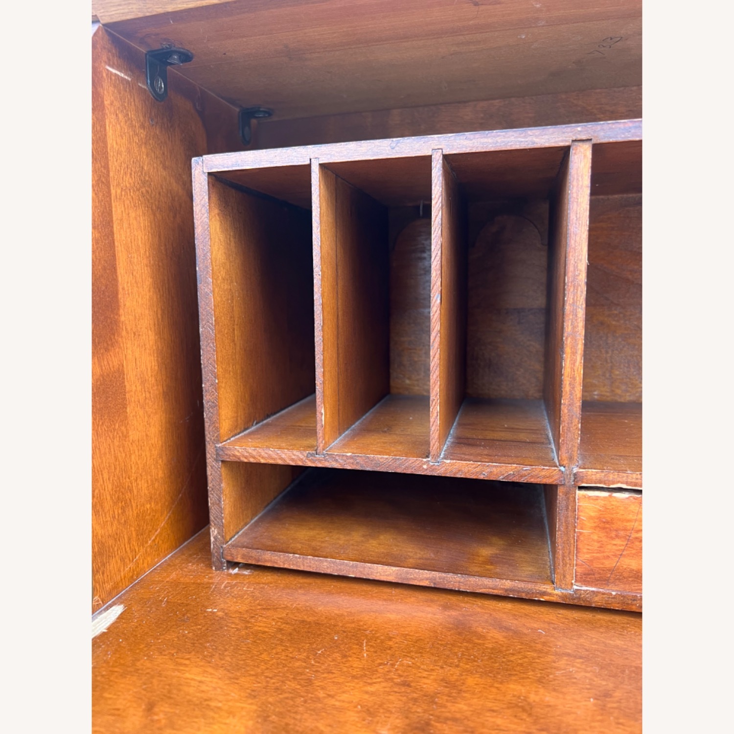 Vintage Drop Front Secretary Desk with 3 Drawers - image-14