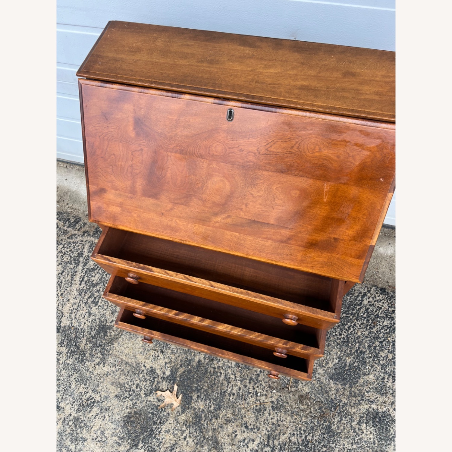 Vintage Drop Front Secretary Desk with 3 Drawers - image-23