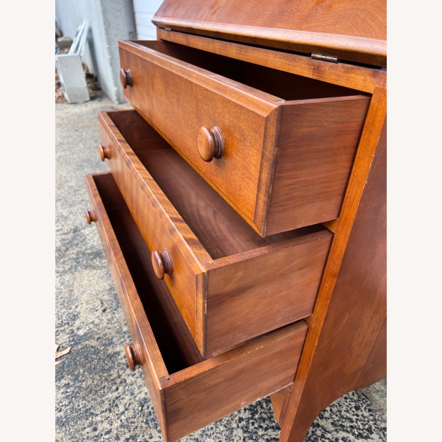 Vintage Drop Front Secretary Desk with 3 Drawers - image-21