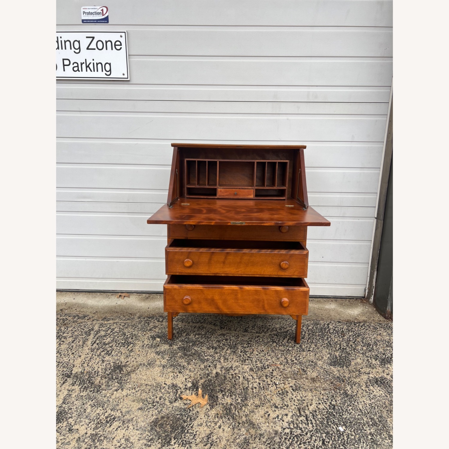 Vintage Drop Front Secretary Desk with 3 Drawers - image-27