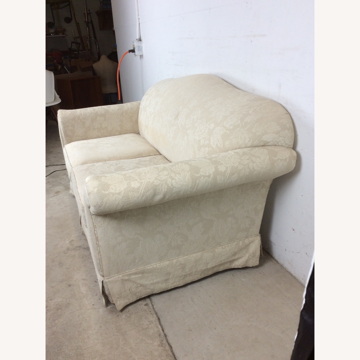 Vintage White Floral Loveseat with Pillows - image-14