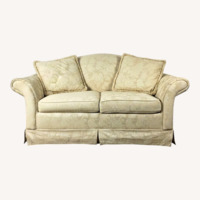 Vintage White Floral Loveseat with Pillows