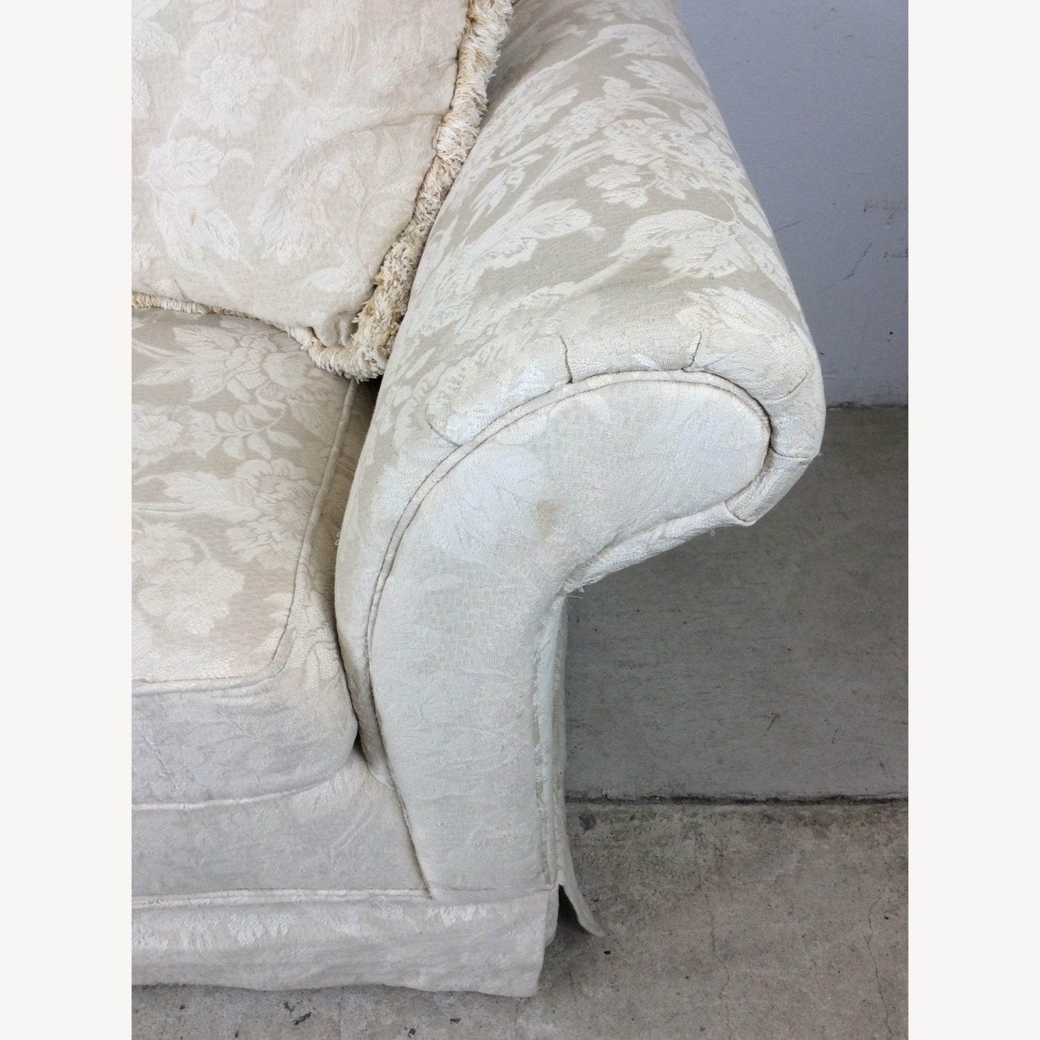 Vintage White Floral Loveseat with Pillows - image-6