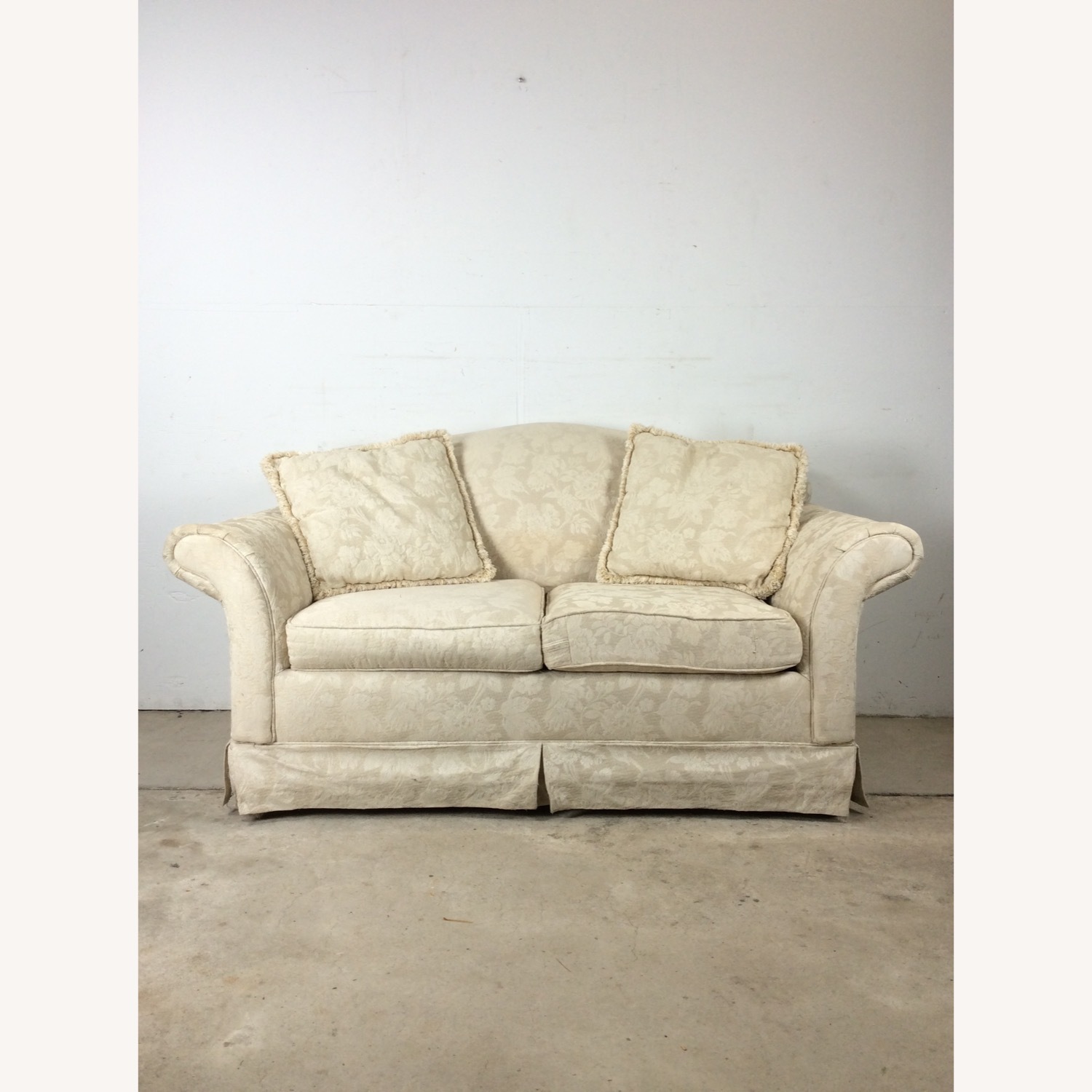 Vintage White Floral Loveseat with Pillows - image-2