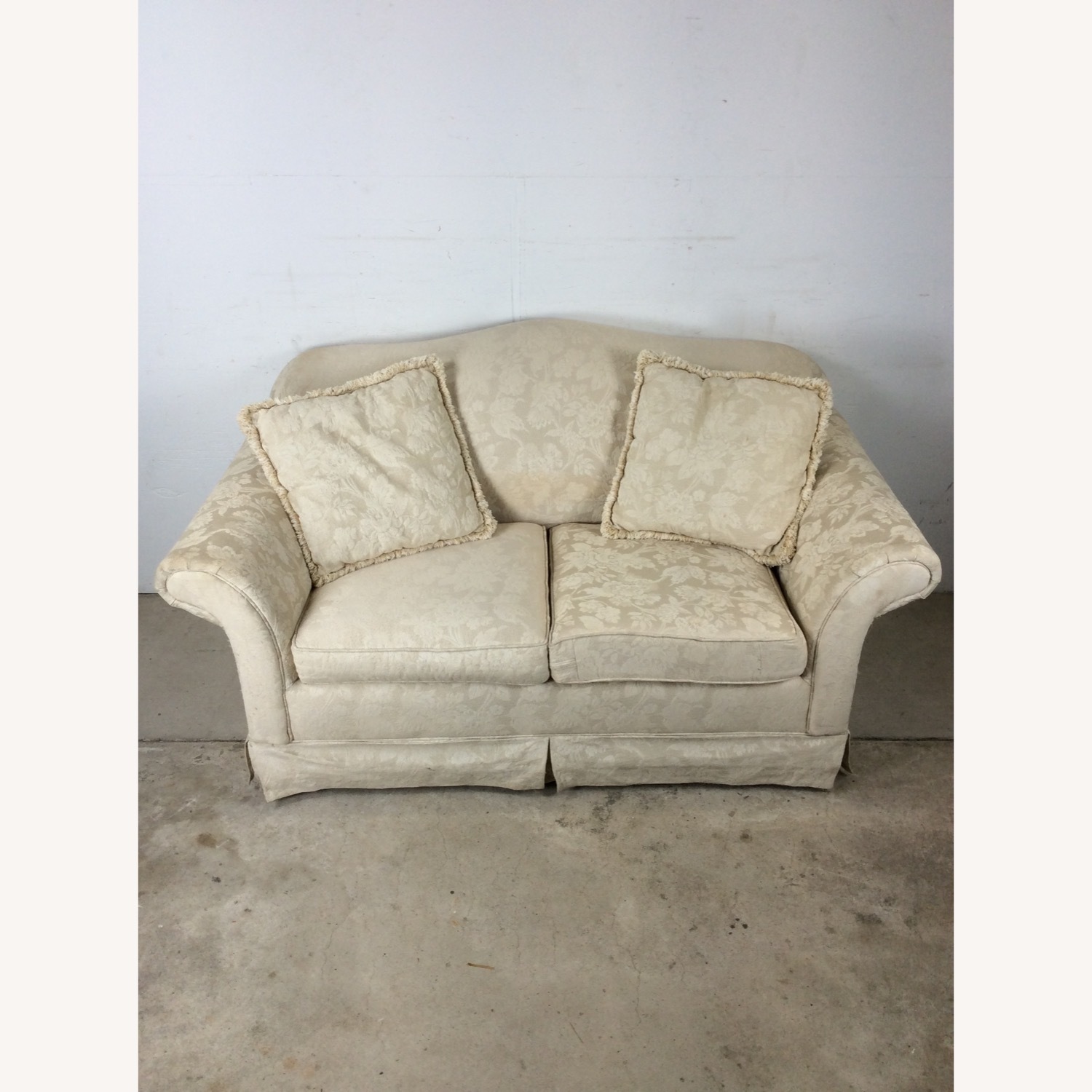 Vintage White Floral Loveseat with Pillows - image-3