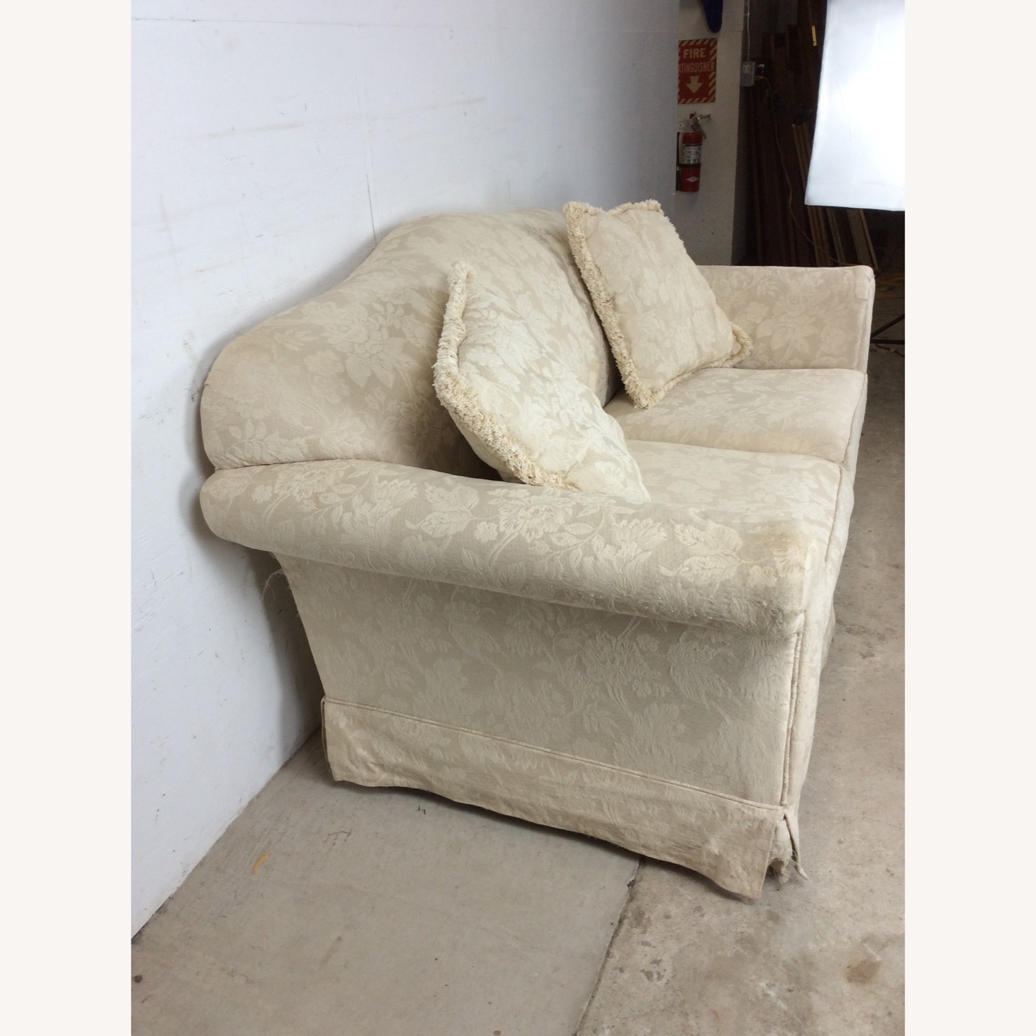 Vintage White Floral Loveseat with Pillows - image-13