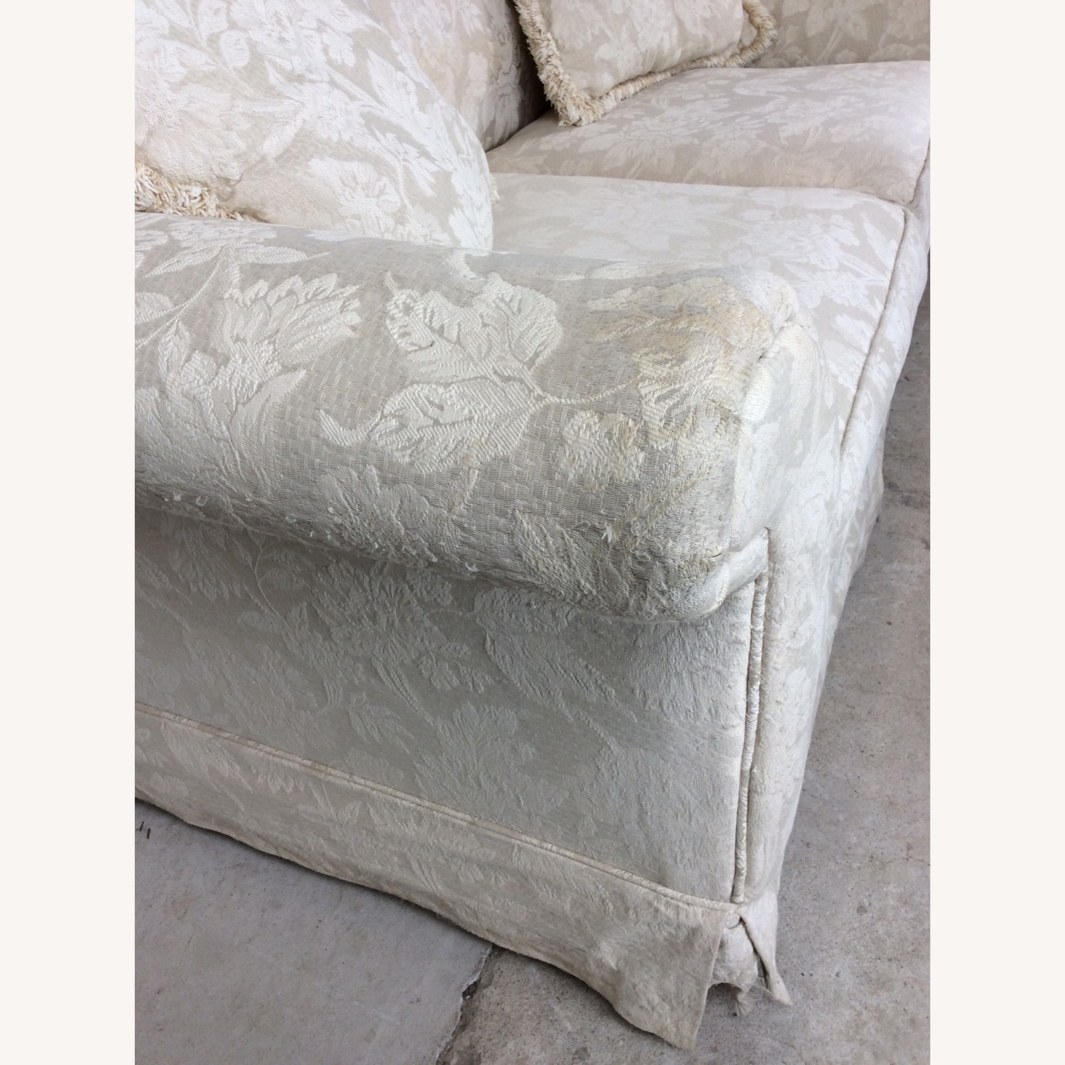 Vintage White Floral Loveseat with Pillows - image-12