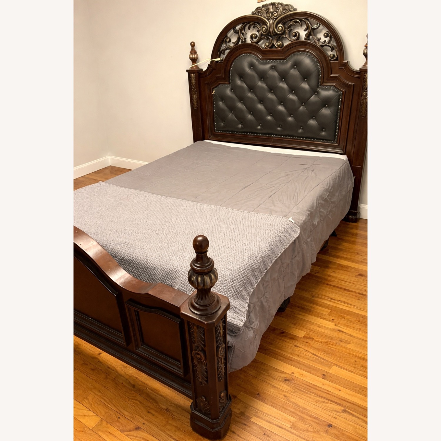 Dark Brown Queen Bed - image-3