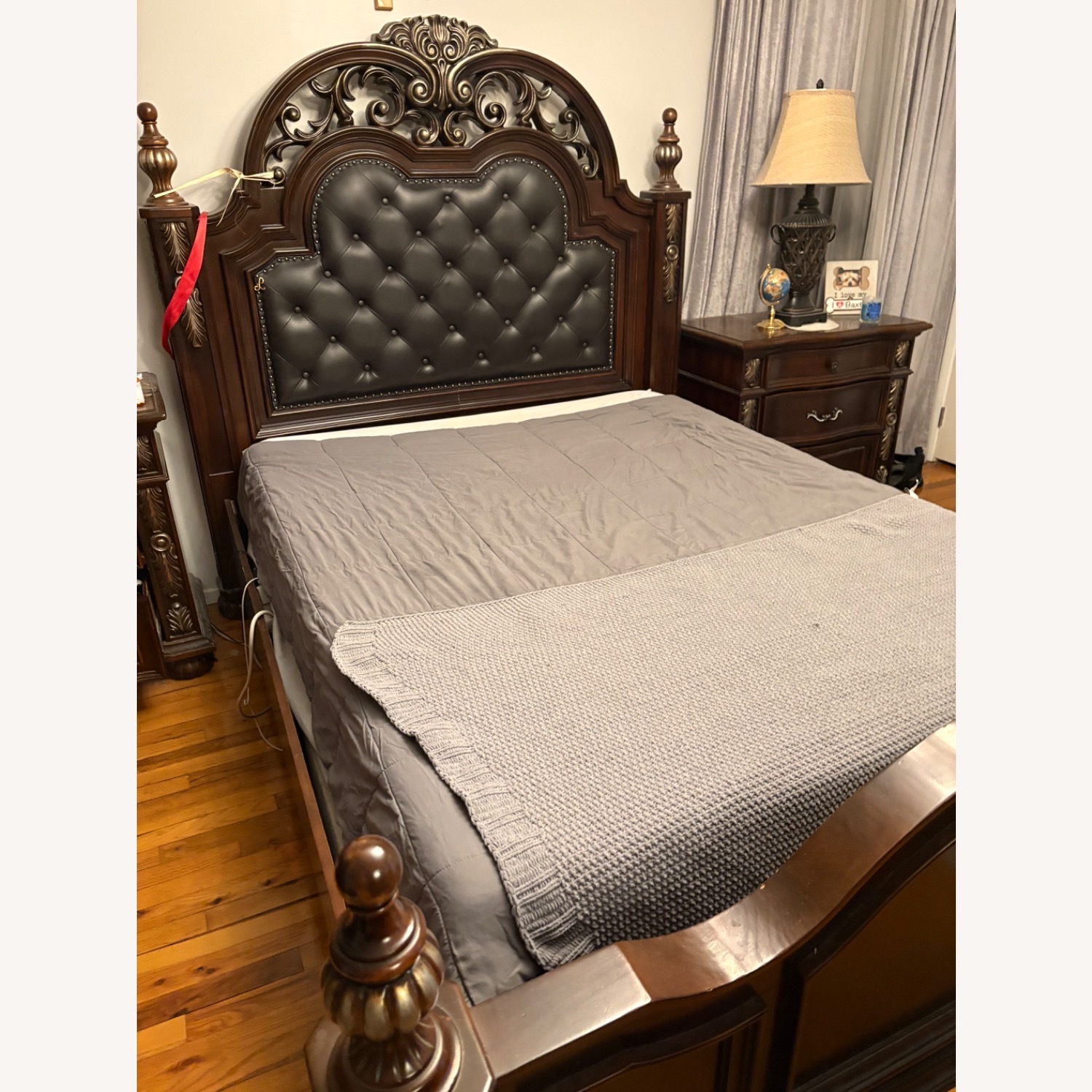 Dark Brown Queen Bed - image-5