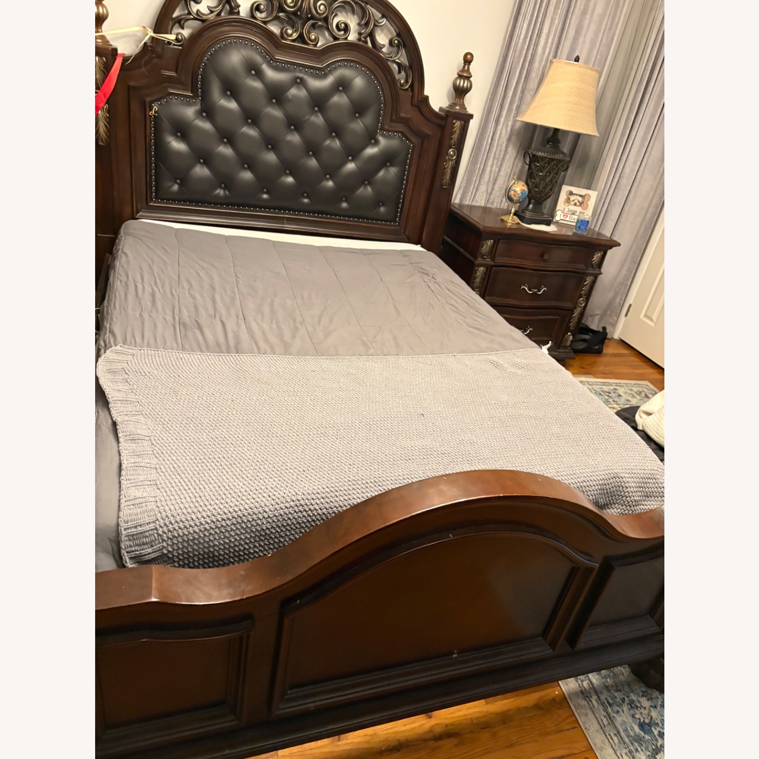 Dark Brown Queen Bed - image-2