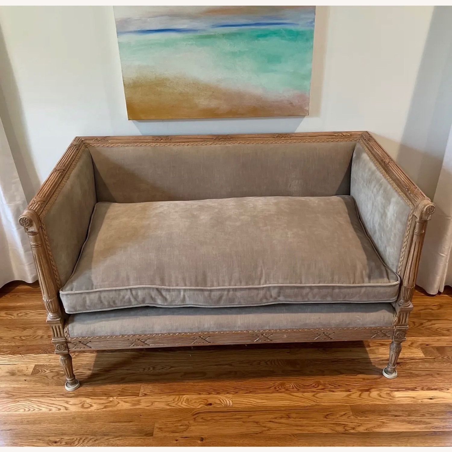 Natural Wood 2 Seater Sofa - image-1