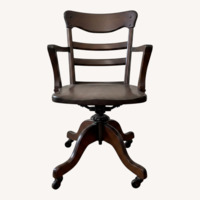 Antique Oak Wood Swivel Chair