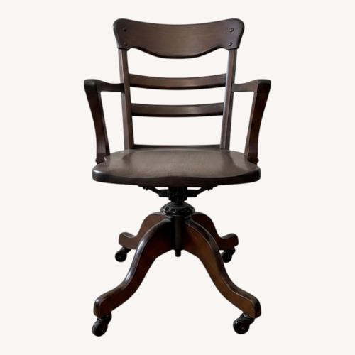 Used Antique Oak Wood Swivel Chair for sale on AptDeco