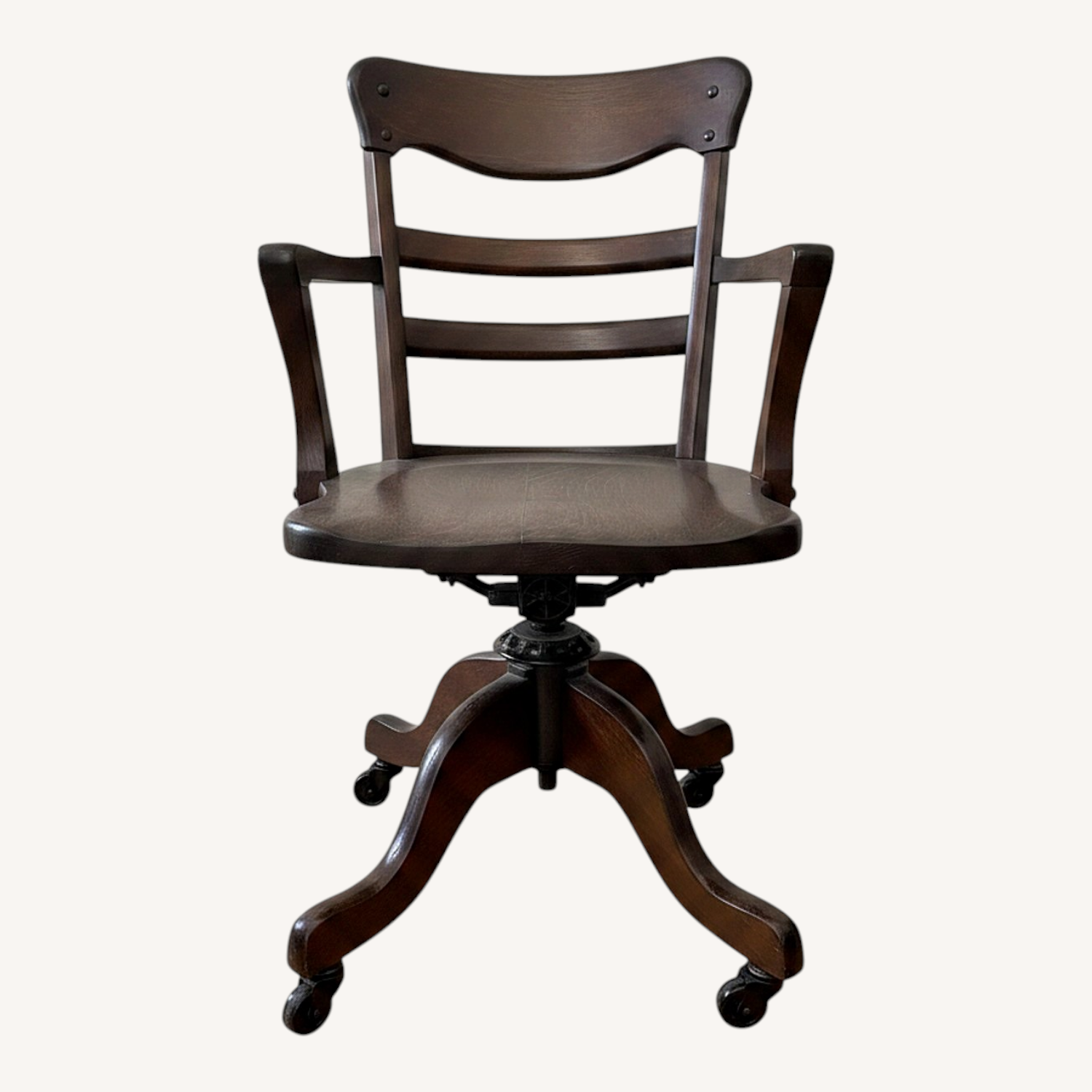 Image of Antique Oak Swivel Bankers Chair