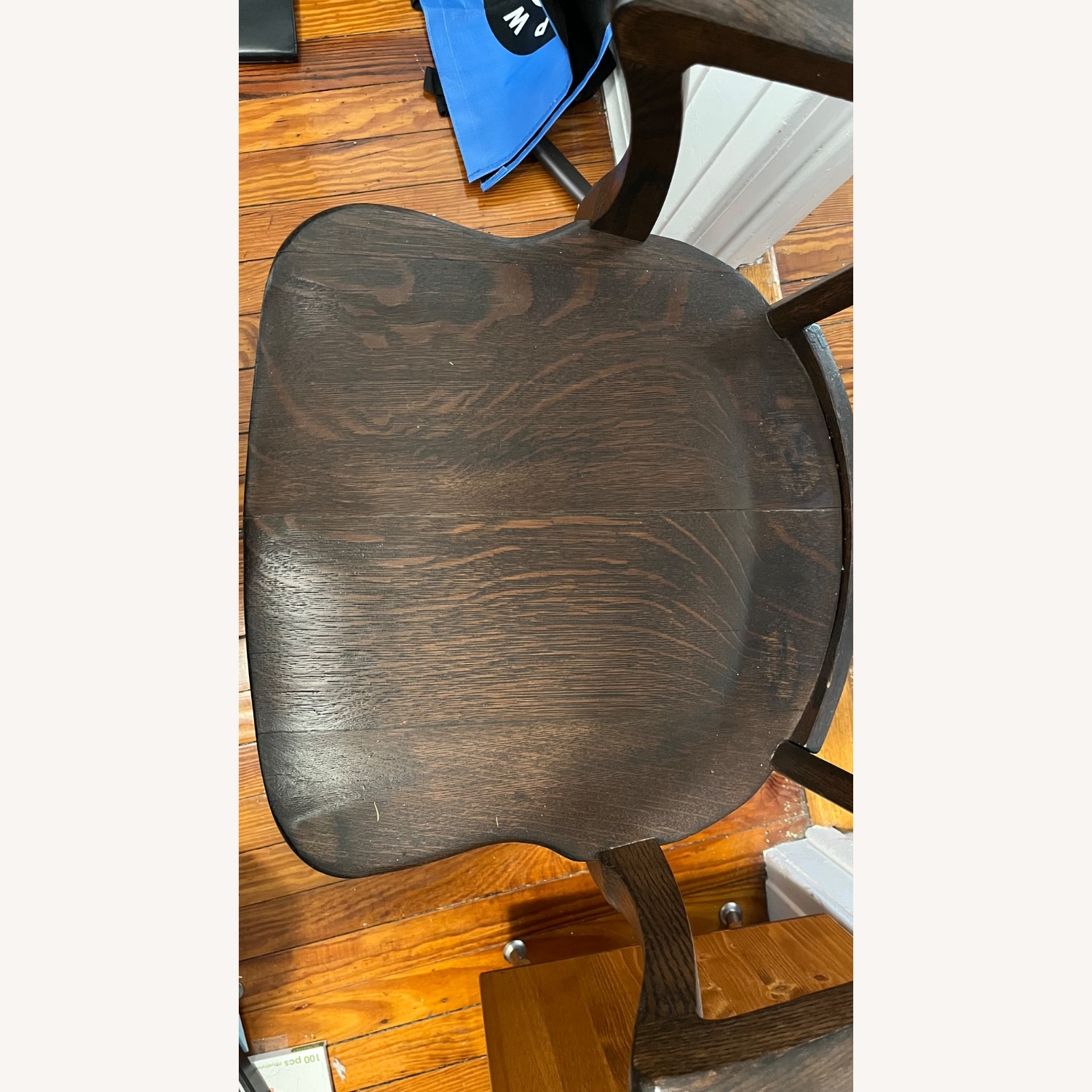 Antique Oak Wood Swivel Chair - image-3
