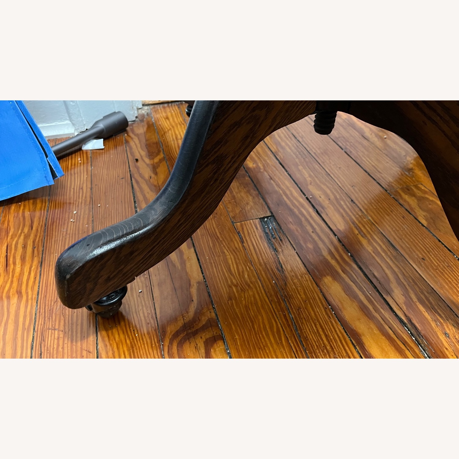Antique Oak Wood Swivel Chair - image-4