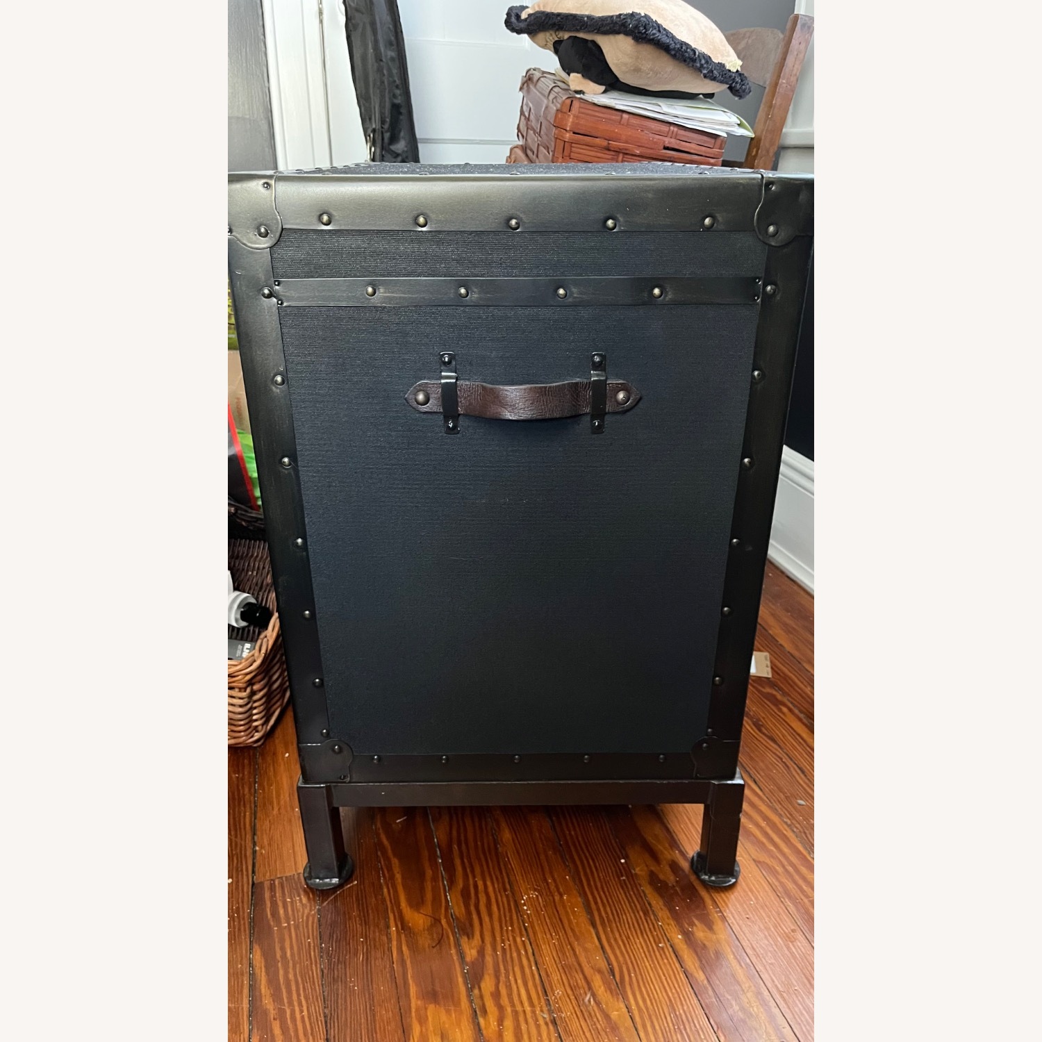 Pottery Barn Ludlow Black Trunk Nightstand (22") - image-4