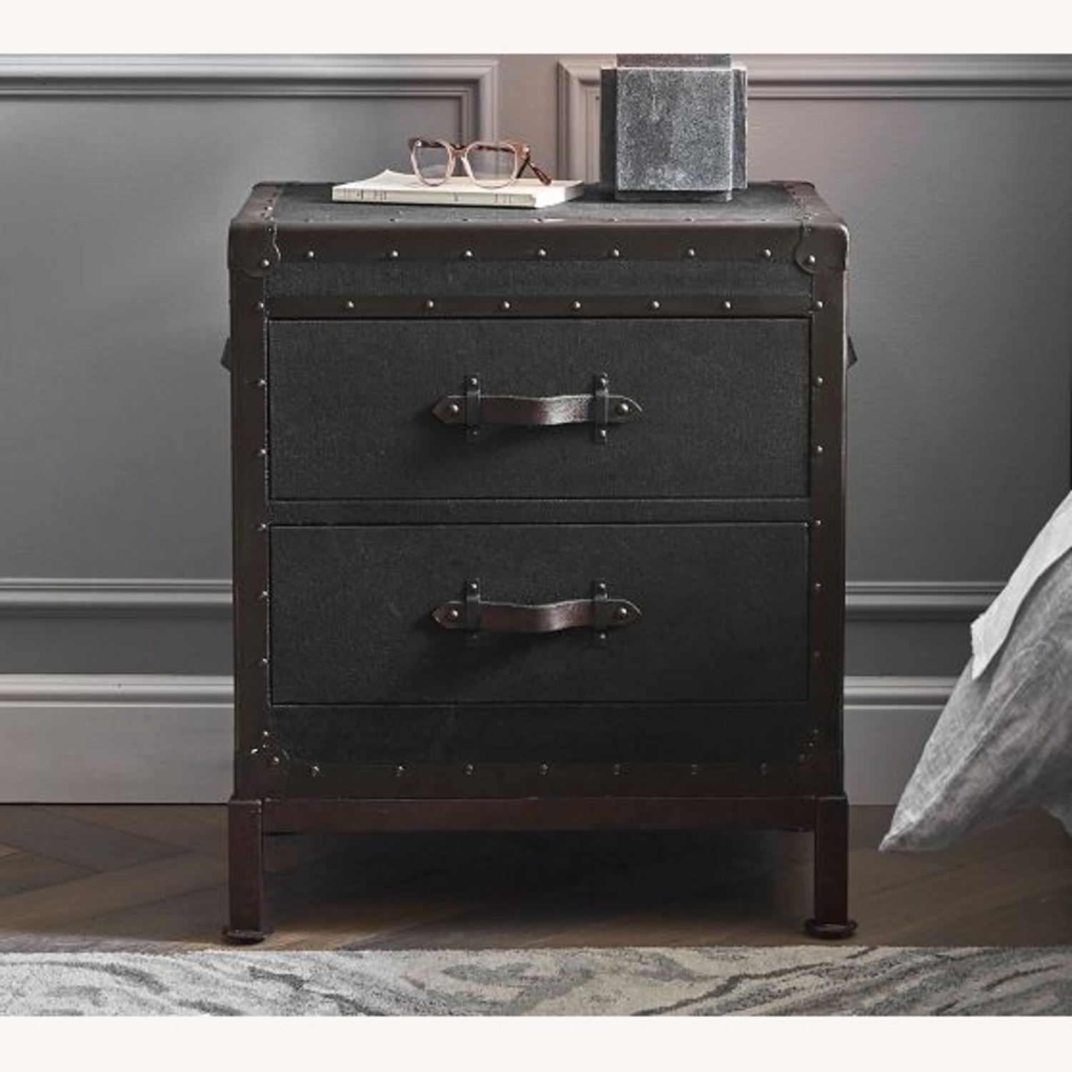 Pottery Barn Ludlow Black Trunk Nightstand (22") - image-7